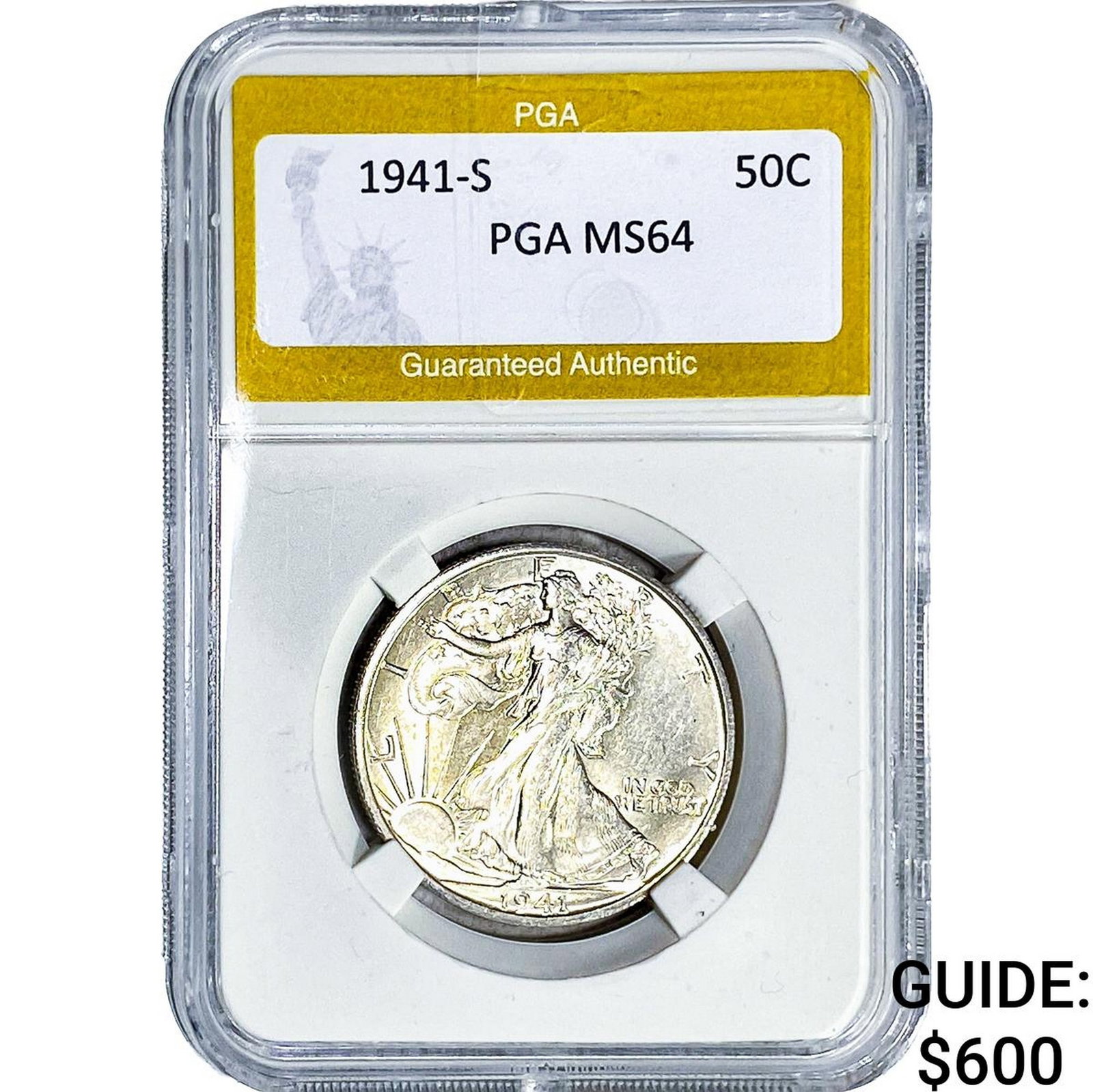 1941-S Walking Liberty Half Dollar PGA MS64: 1941-S Walking Liberty Half Dollar PGA MS64