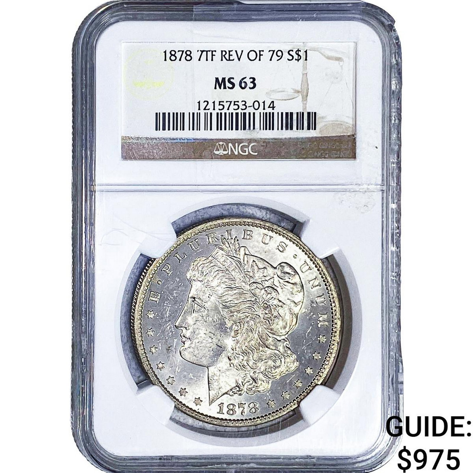 1878 7TF Morgan Silver Dollar NGC MS63 Rev of 79: 1878 7TF Morgan Silver Dollar NGC MS63 Rev of 79