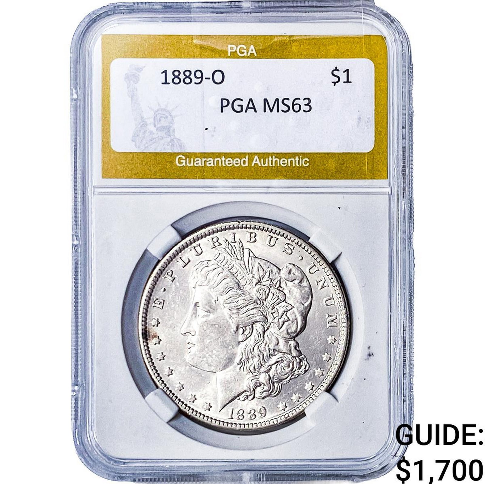 1889-O Morgan Silver Dollar PGA MS63: 1889-O Morgan Silver Dollar PGA MS63