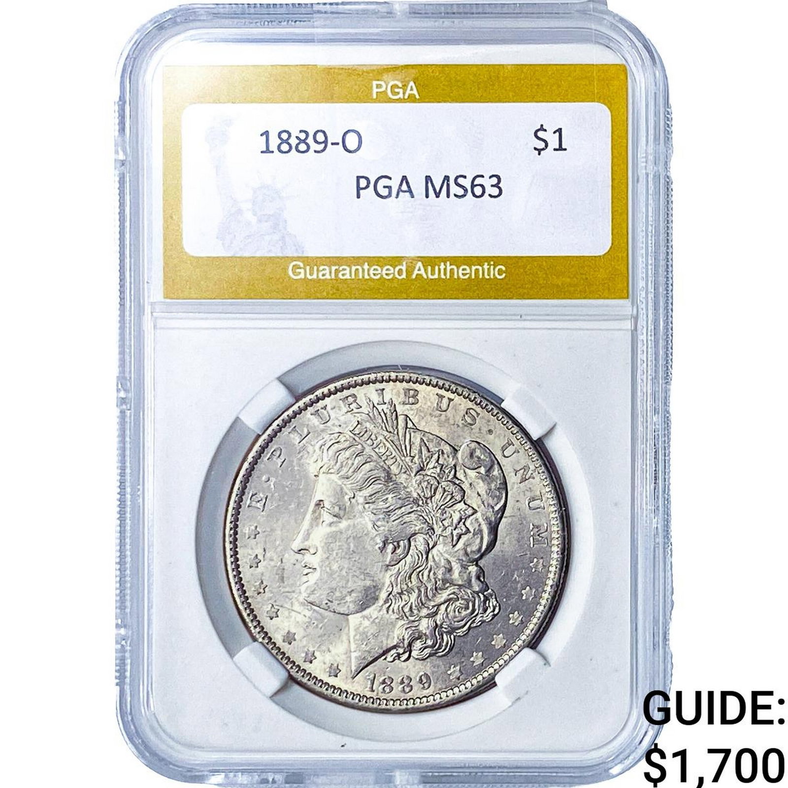 1889-O Morgan Silver Dollar PGA MS63: 1889-O Morgan Silver Dollar PGA MS63