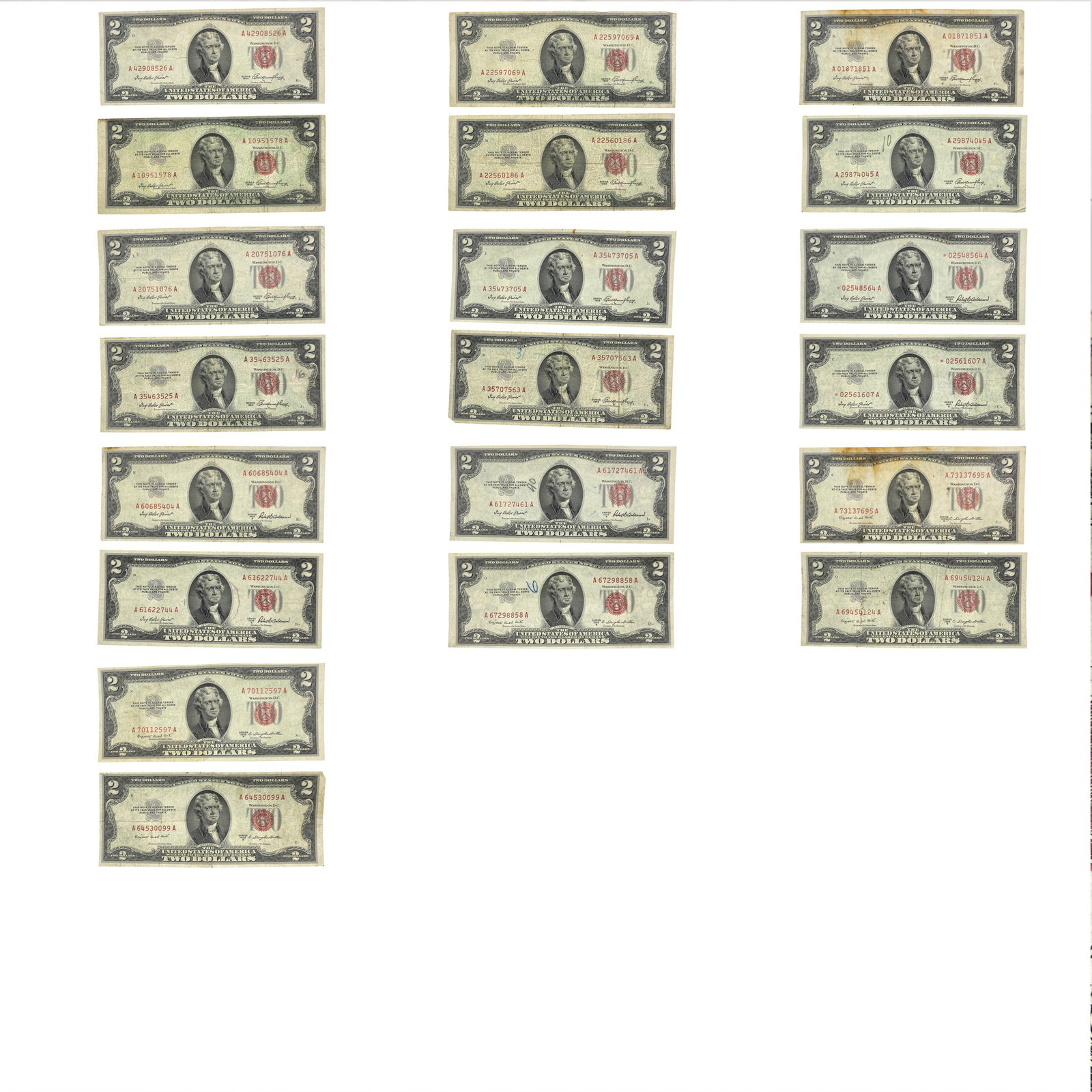 [20] 1953 U.S. $2 Red Note Seal (1 of 2)