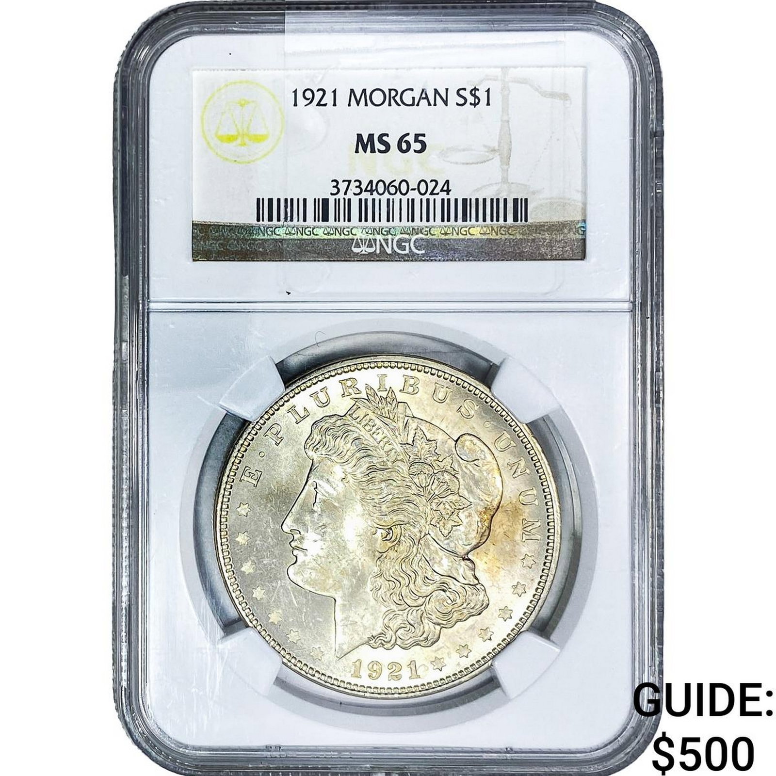 1921 Morgan Silver Dollar NGC MS65: 1921 Morgan Silver Dollar NGC MS65