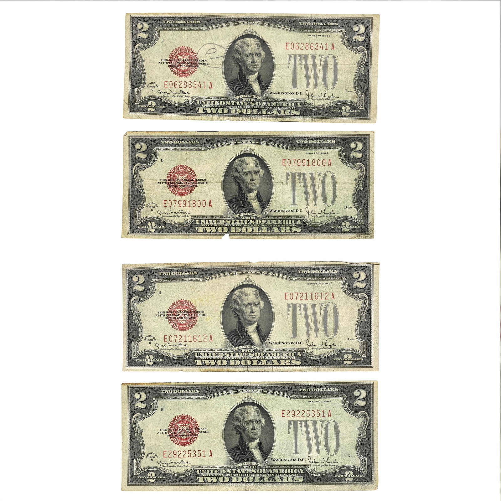 [4] 1928 U.S. $2 Red Note Seal (1 of 2)