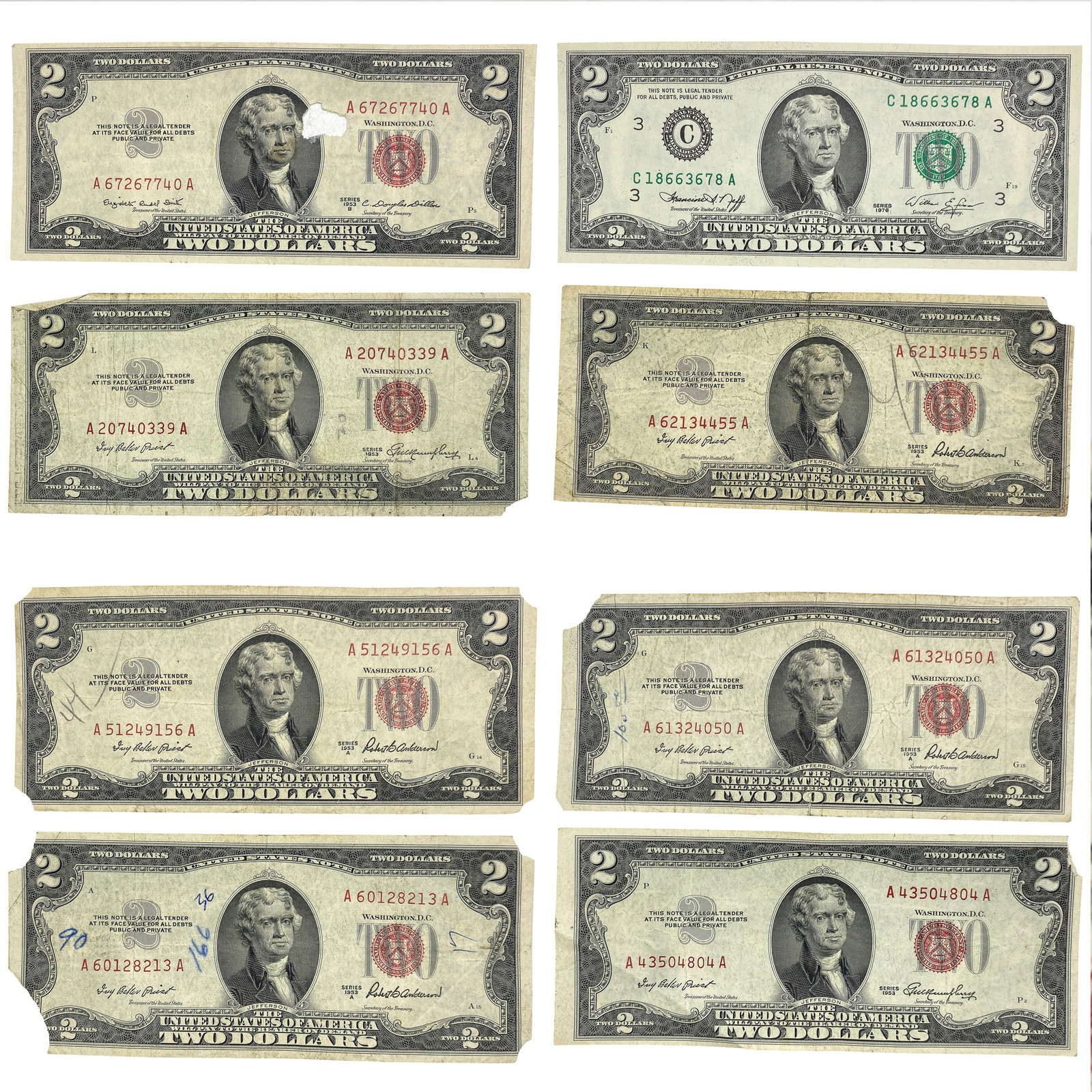 [8] 1953-1976 Mixed U.S. $2 Note (1 of 2)