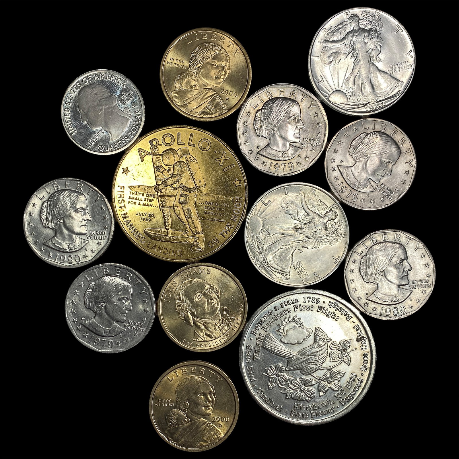 [13 Coins] 1801-2019 U.S. Mixed Lot 25C-$1 (1 of 2)