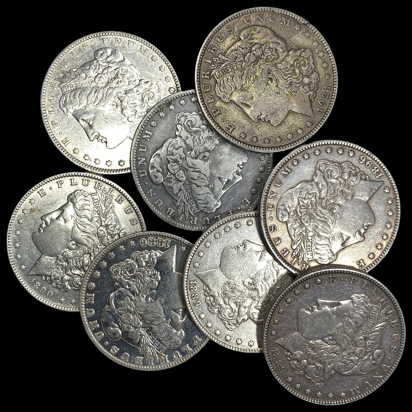 [8 Coins] 1880-1921 Morgan Silver Dollar (1 of 2)
