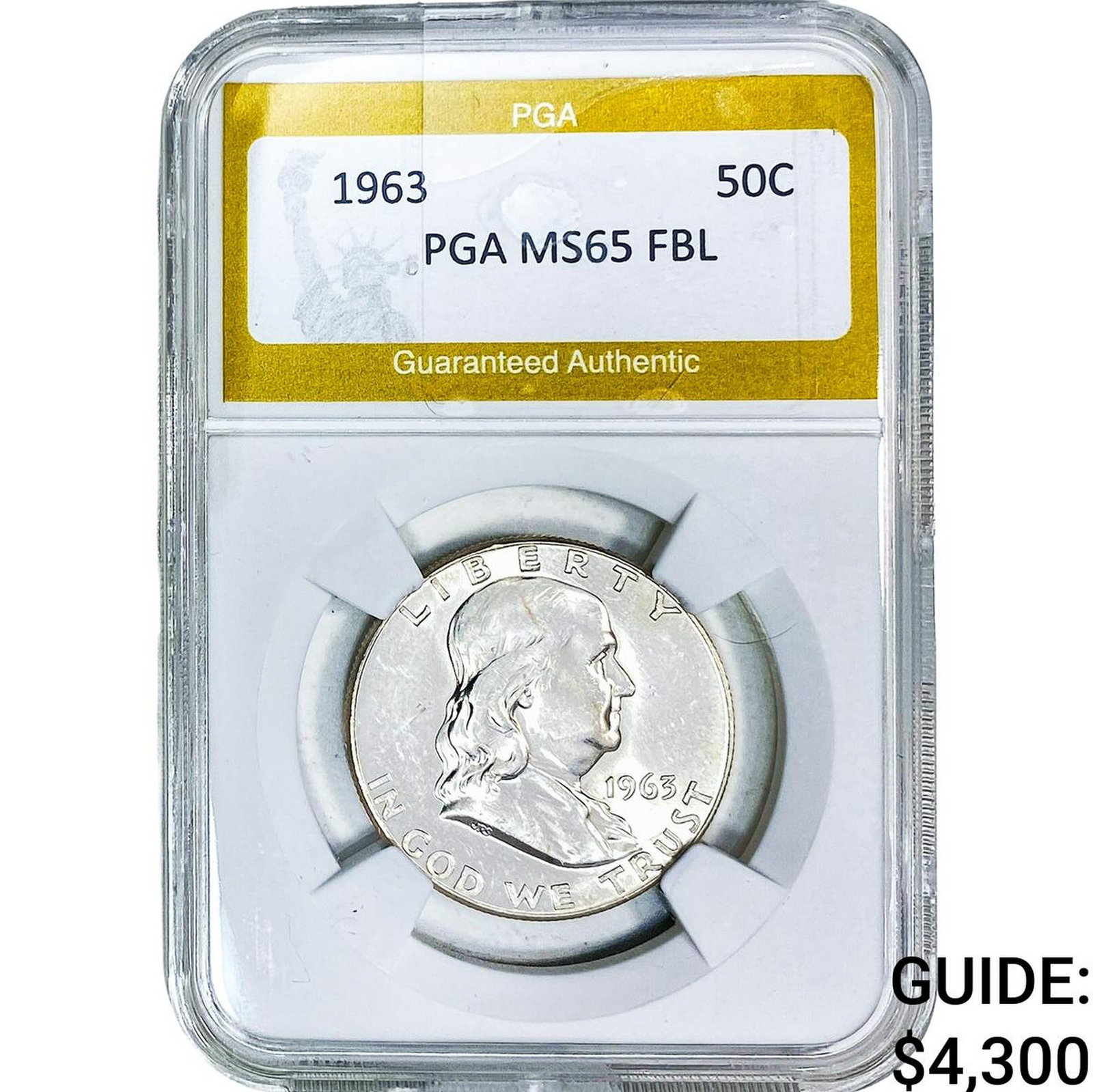 1963 Franklin Half Dollar PGA MS65 FBL: 1963 Franklin Half Dollar PGA MS65 FBL