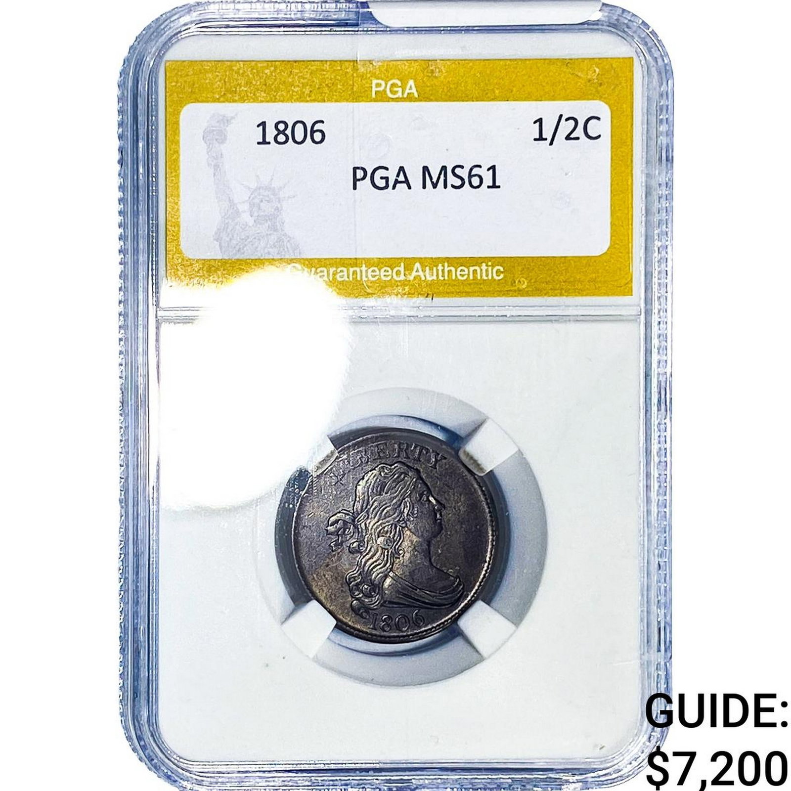 1806 Draped Bust Half Cent PGA MS61 (1 of 2)