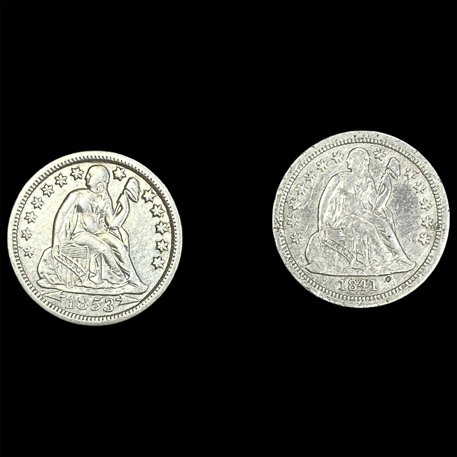 [2 Coins] 1841-1853 Seated Liberty Dime: [2 Coins] 1841-1853 Seated Liberty Dime