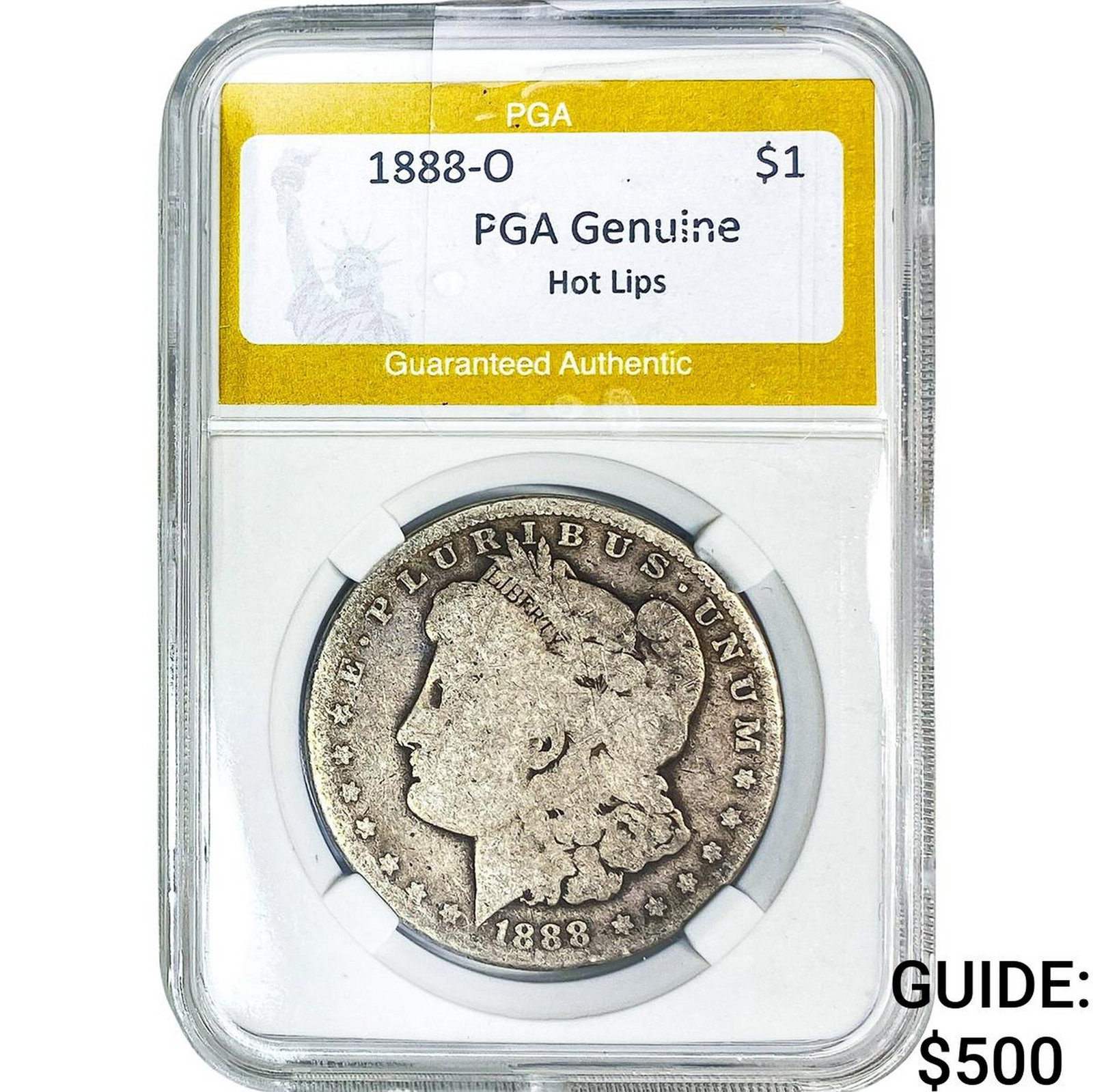 1888-O Morgan Silver Dollar PGA G Hot LIps: 1888-O Morgan Silver Dollar PGA G Hot LIps