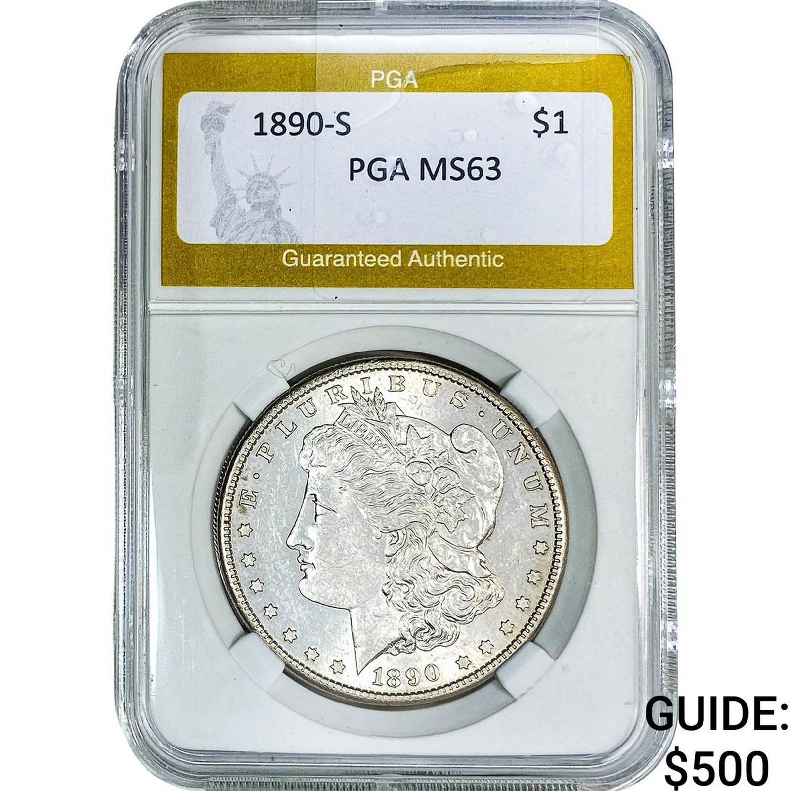 1890-S Morgan Silver Dollar PGA MS63: 1890-S Morgan Silver Dollar PGA MS63