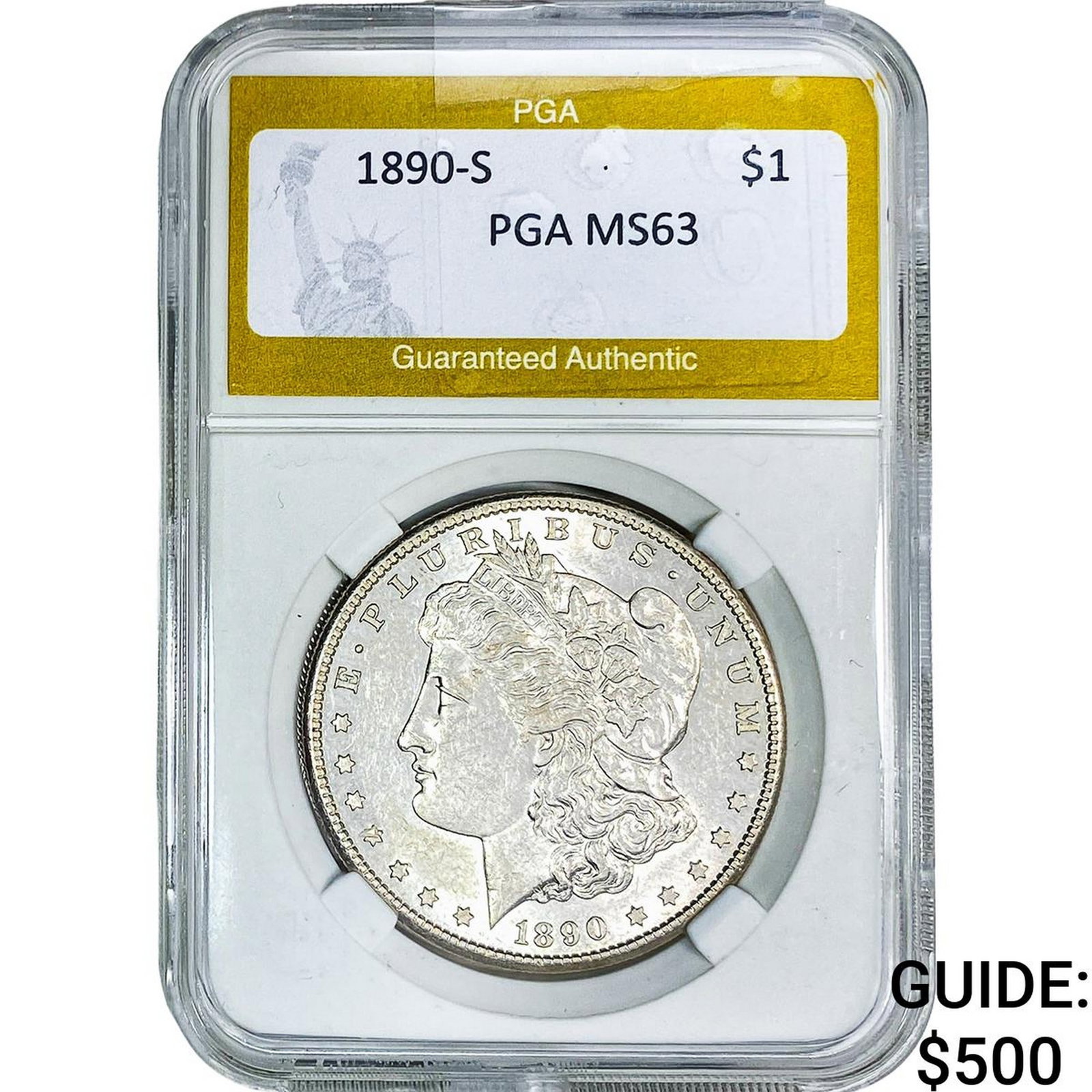 1890-S Morgan Silver Dollar PGA MS63: 1890-S Morgan Silver Dollar PGA MS63