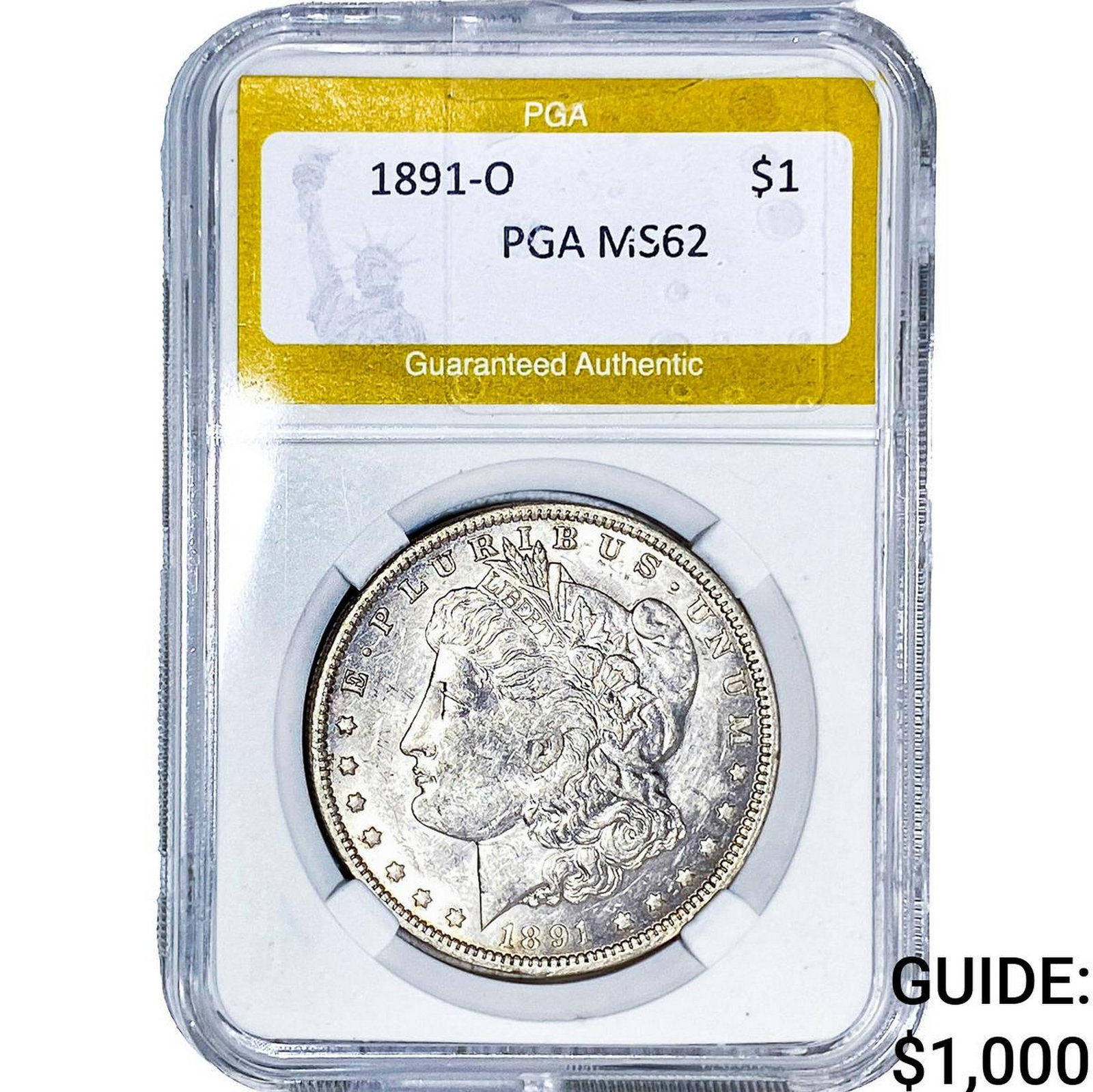 1891-O Morgan Silver Dollar PGA MS62: 1891-O Morgan Silver Dollar PGA MS62