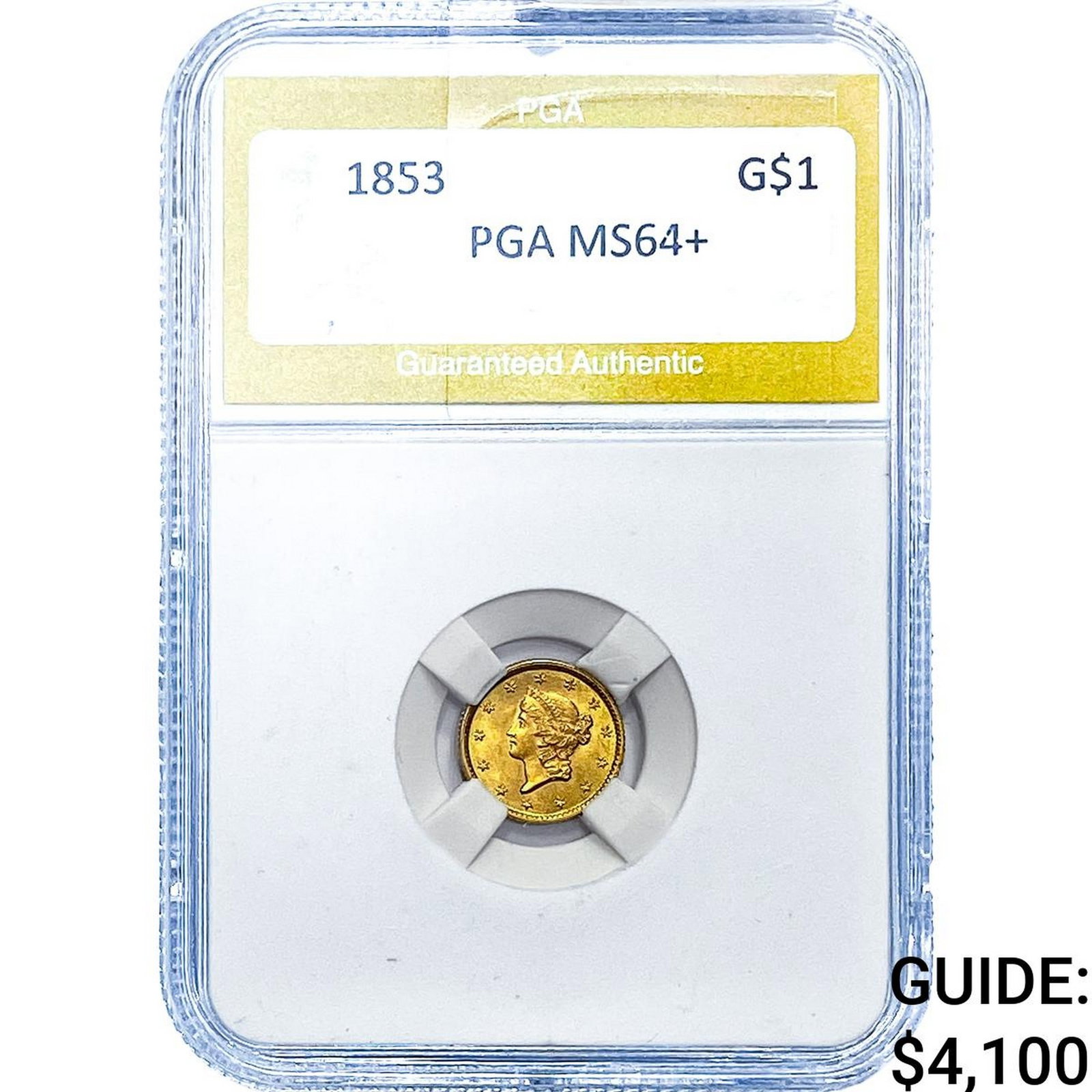 1853 Rare Gold Dollar PGA MS64+: 1853 Rare Gold Dollar PGA MS64+