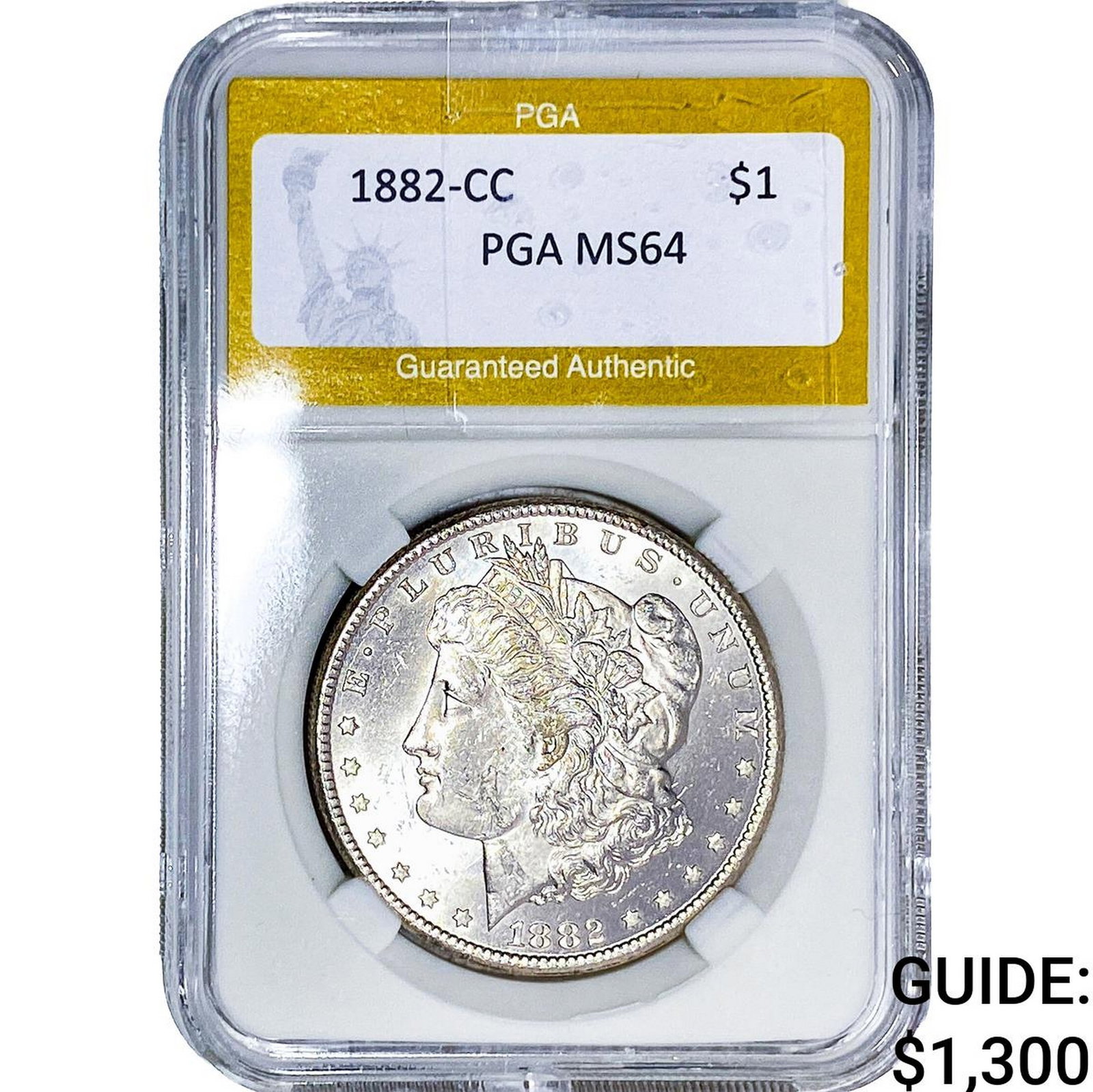 1882-CC Morgan Silver Dollar PGA MS64: 1882-CC Morgan Silver Dollar PGA MS64