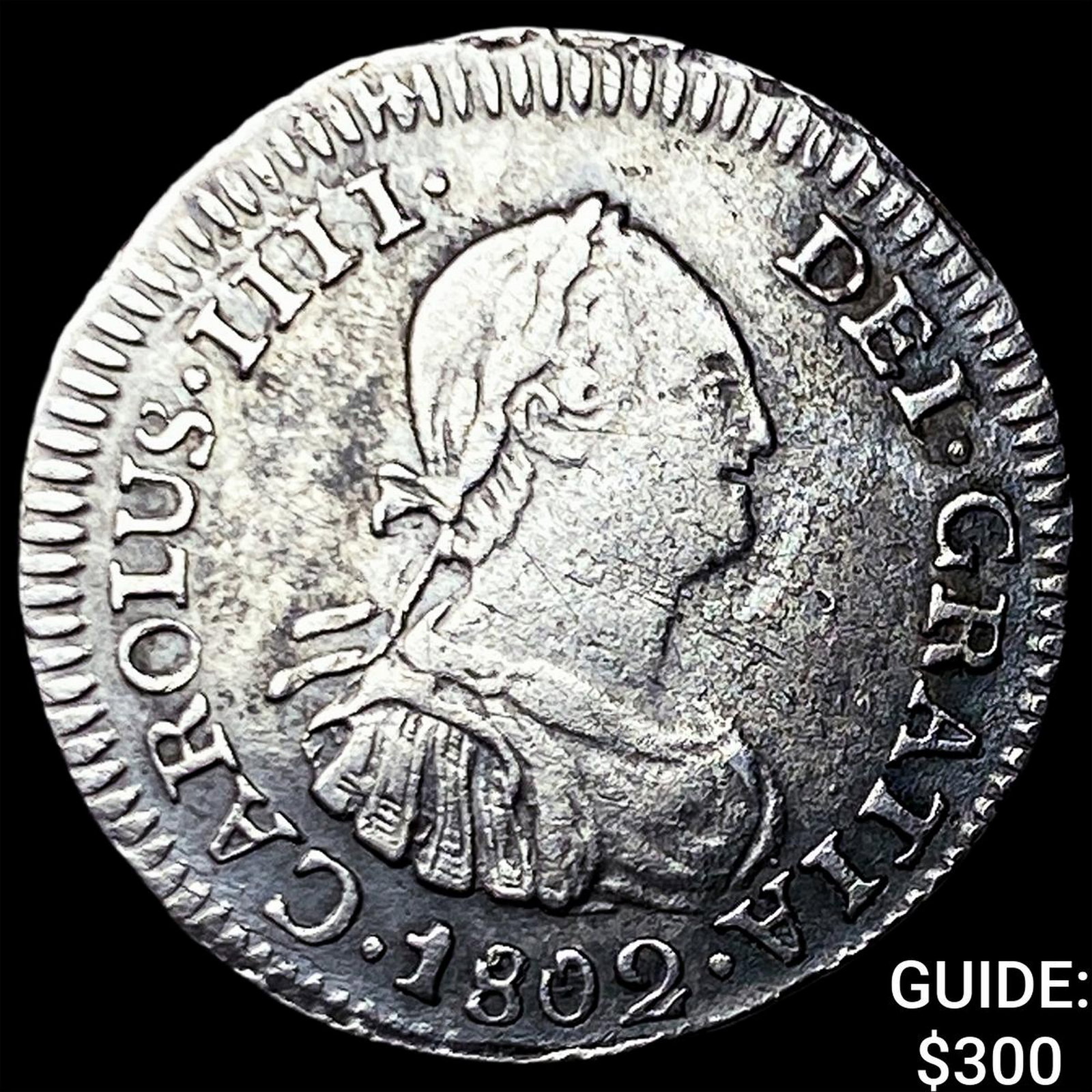 1802-PP Bolivia Charles IV Silver 1/2 Real (1 of 2)