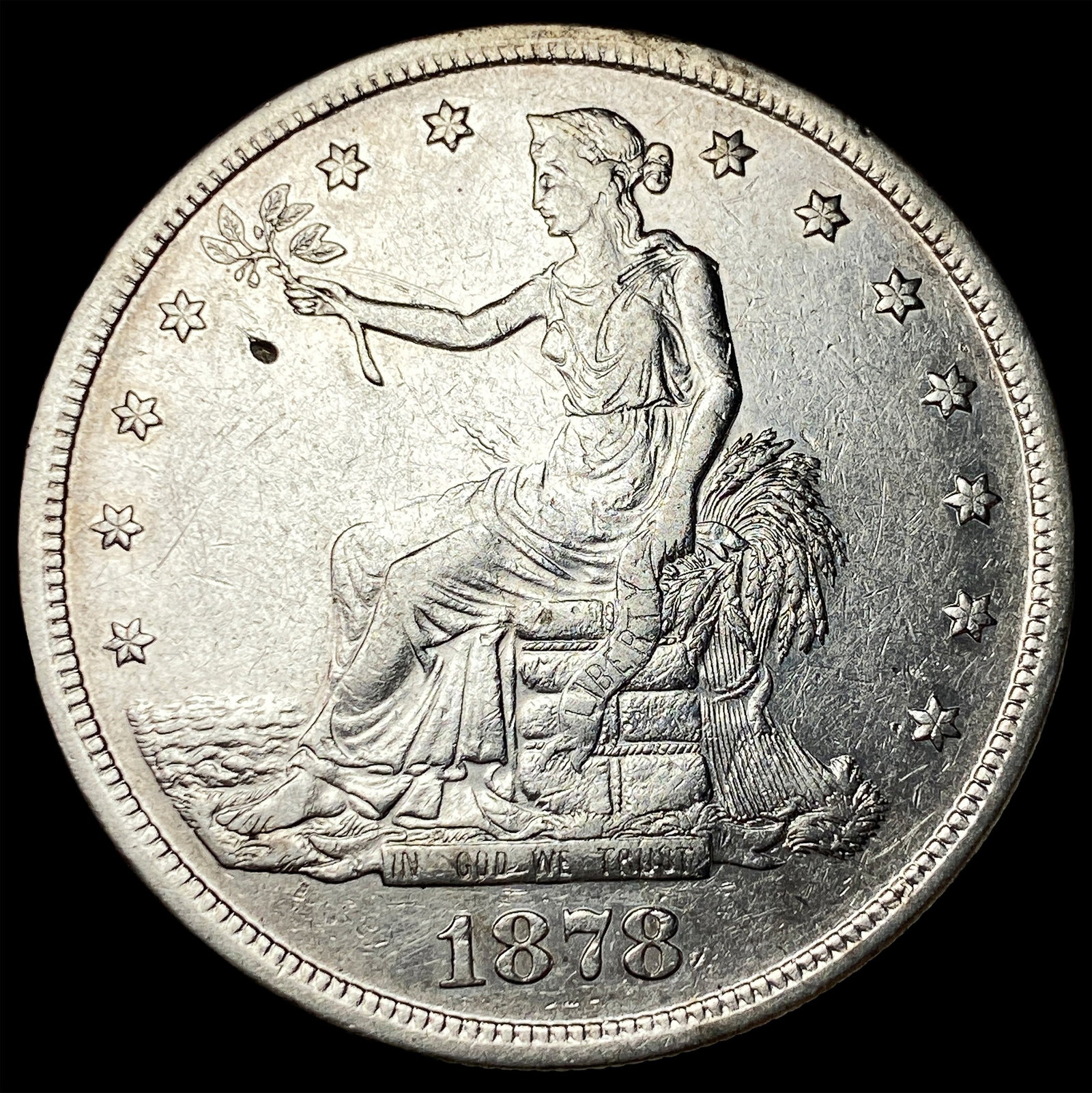 1878-S Silver Trade Dollar CHOICE AU: 1878-S Silver Trade Dollar CHOICE AU