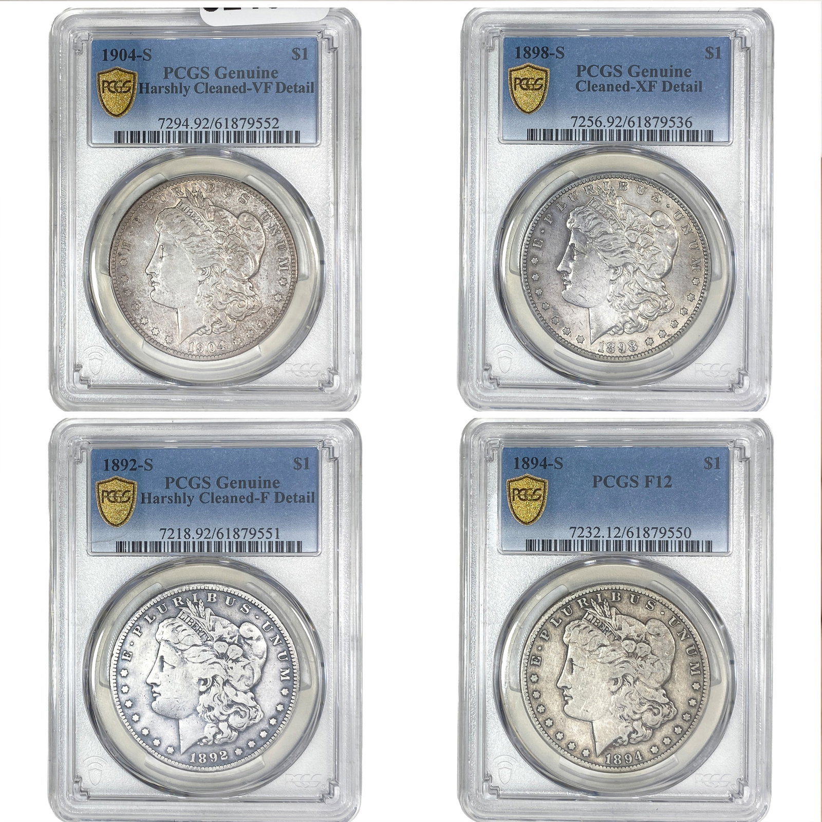 [4 Coins] 1892-1904 Morgan Silver Dollar PCGS Genuine (1 of 2)