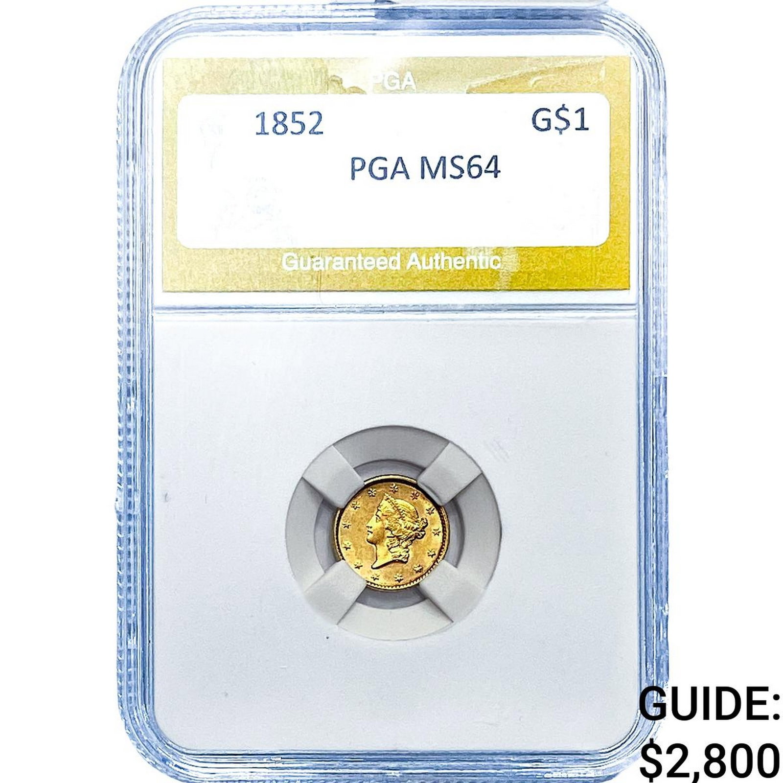 1852 Rare Gold Dollar PGA MS64: 1852 Rare Gold Dollar PGA MS64