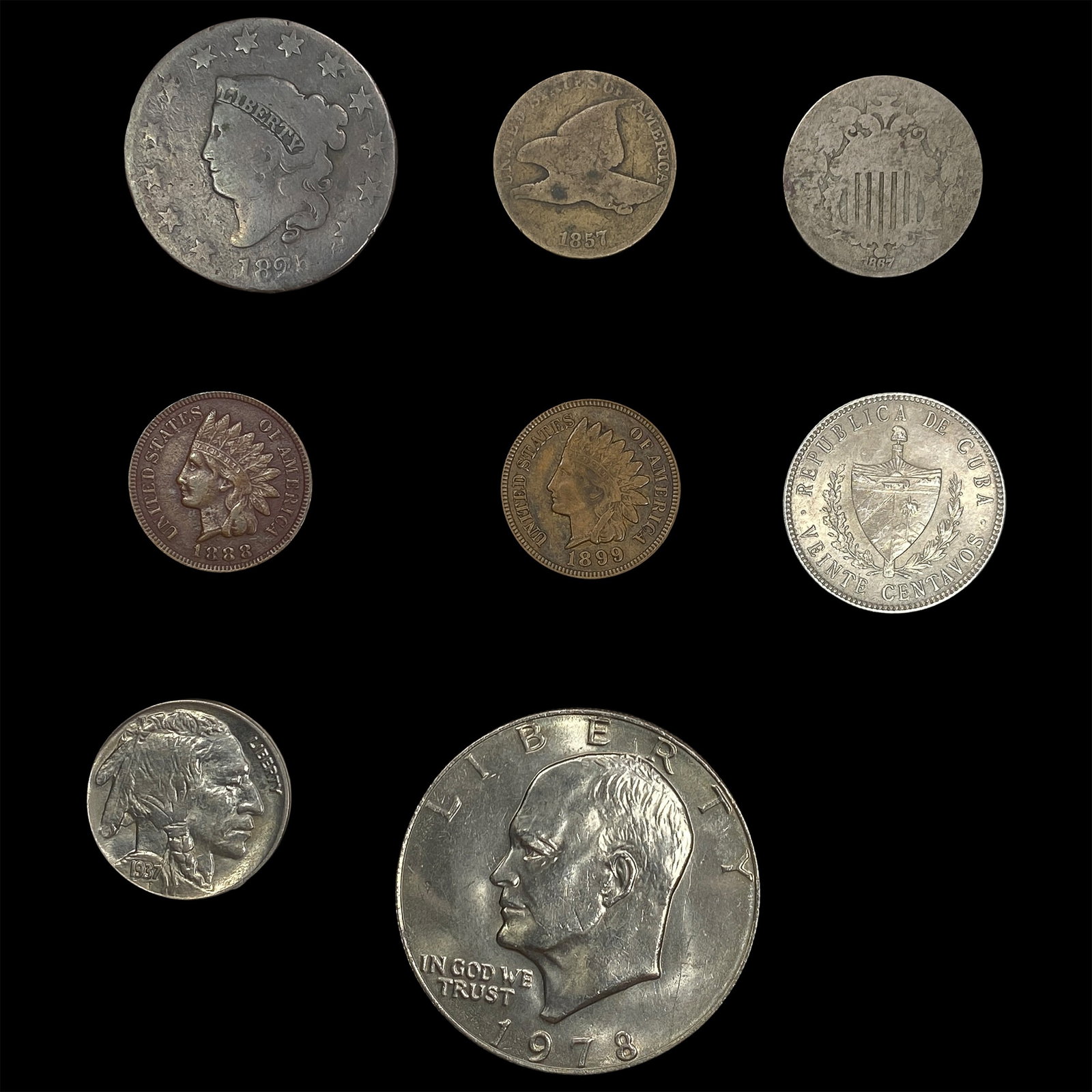 [8 Coins] 1825-1978 U.S. Mixed Coin Lot LC-$1 (1 of 2)