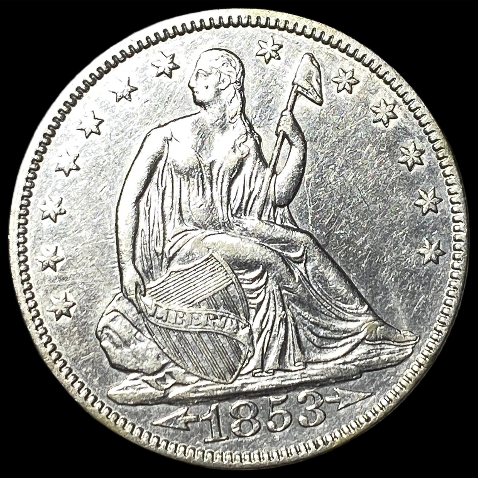 1853 Arrows/Rays Seated Liberty Half Dollar UNCIRCULATED: 1853 Arrows/Rays Seated Liberty Half Dollar UNCIRCULATED