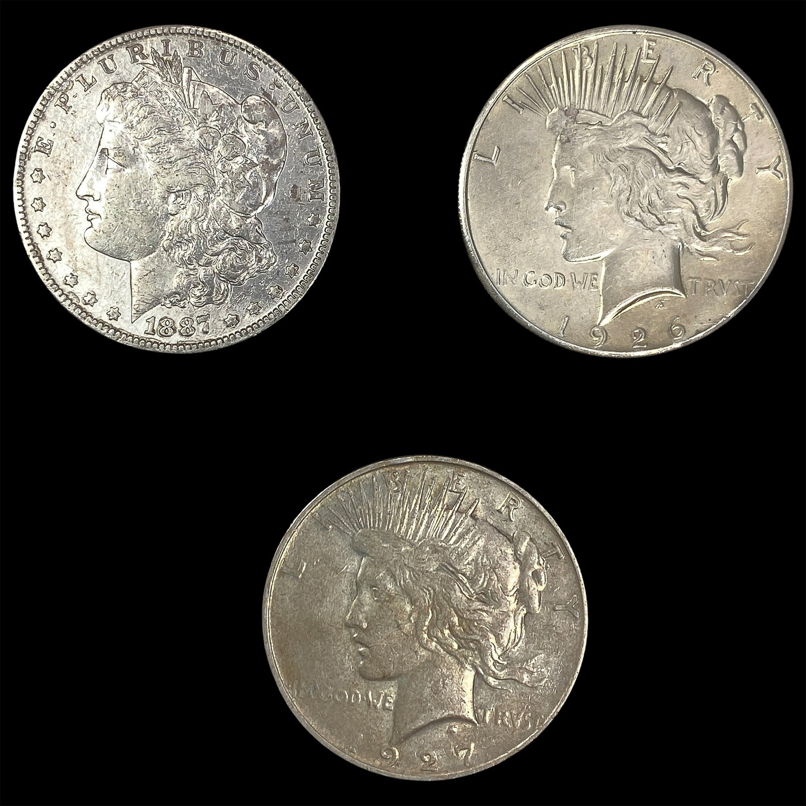 [3 Coins] 1887-1927 Morgan & Peace $1 (1 of 2)