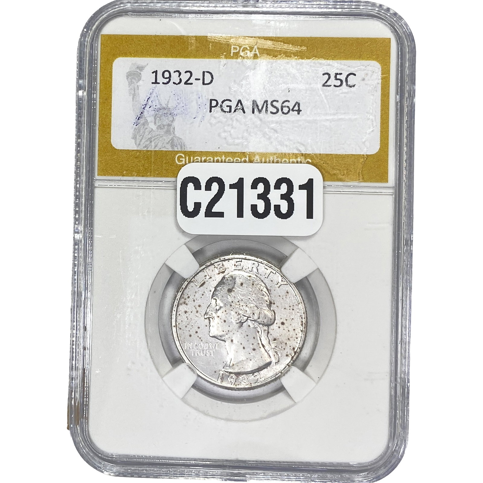 1932-D Washington Silver Quarter PGA MS64: 1932-D Washington Silver Quarter PGA MS64