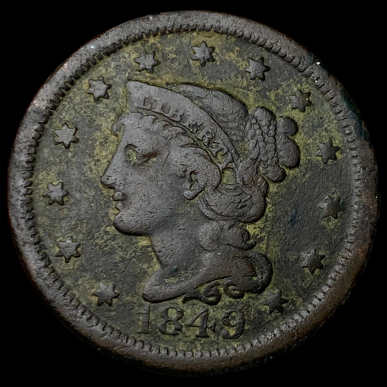 1849 Braided Hair Large Cent LIGHTLY CIRCULATED: 1849 Braided Hair Large Cent LIGHTLY CIRCULATED