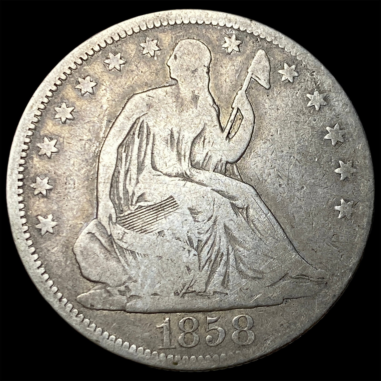 1858 Seated Liberty Half Dollar NICELY CIRCULATED (1 of 2)