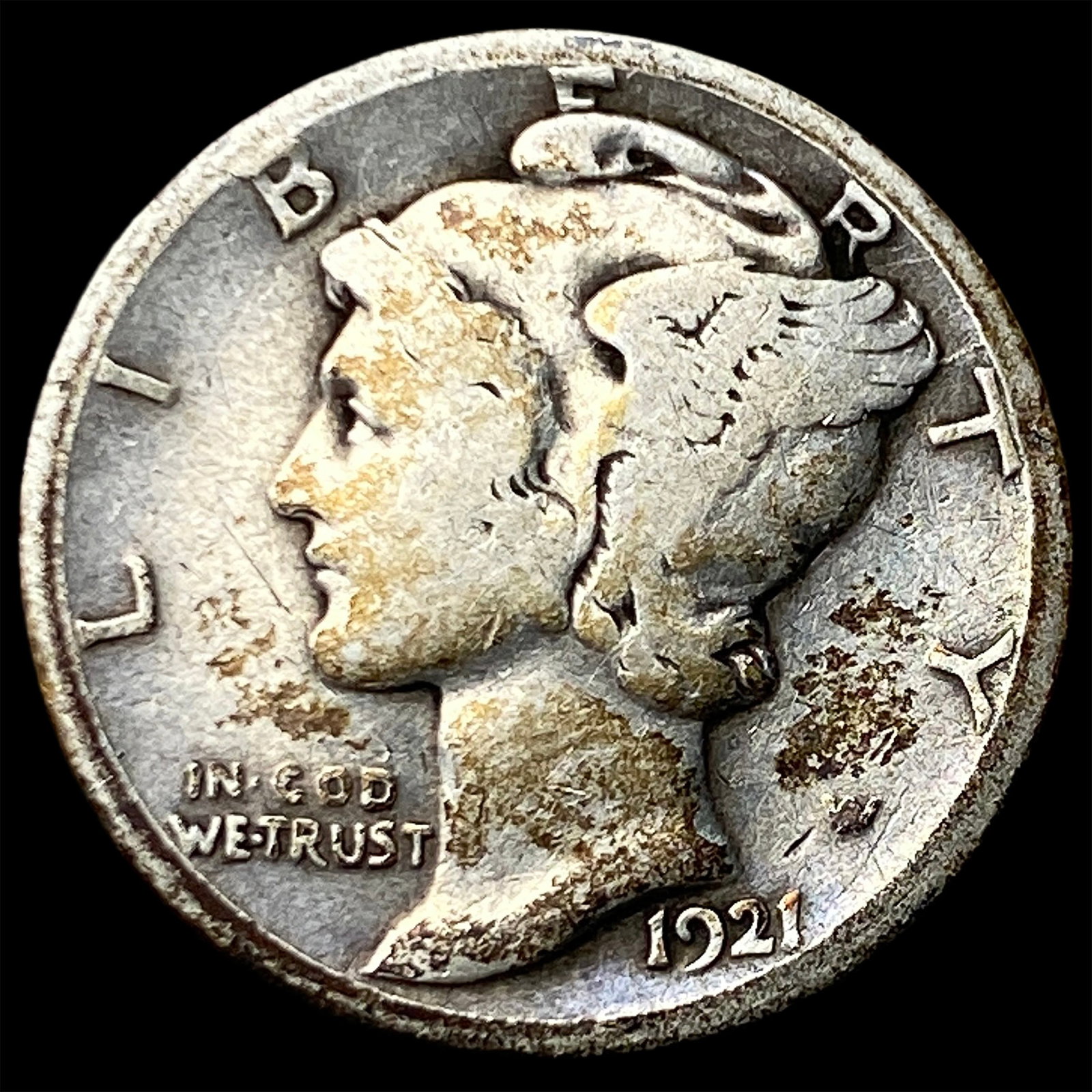 1921-D Silver Mercury Dime LIGHTLY CIRCULATED: 1921-D Silver Mercury Dime LIGHTLY CIRCULATED