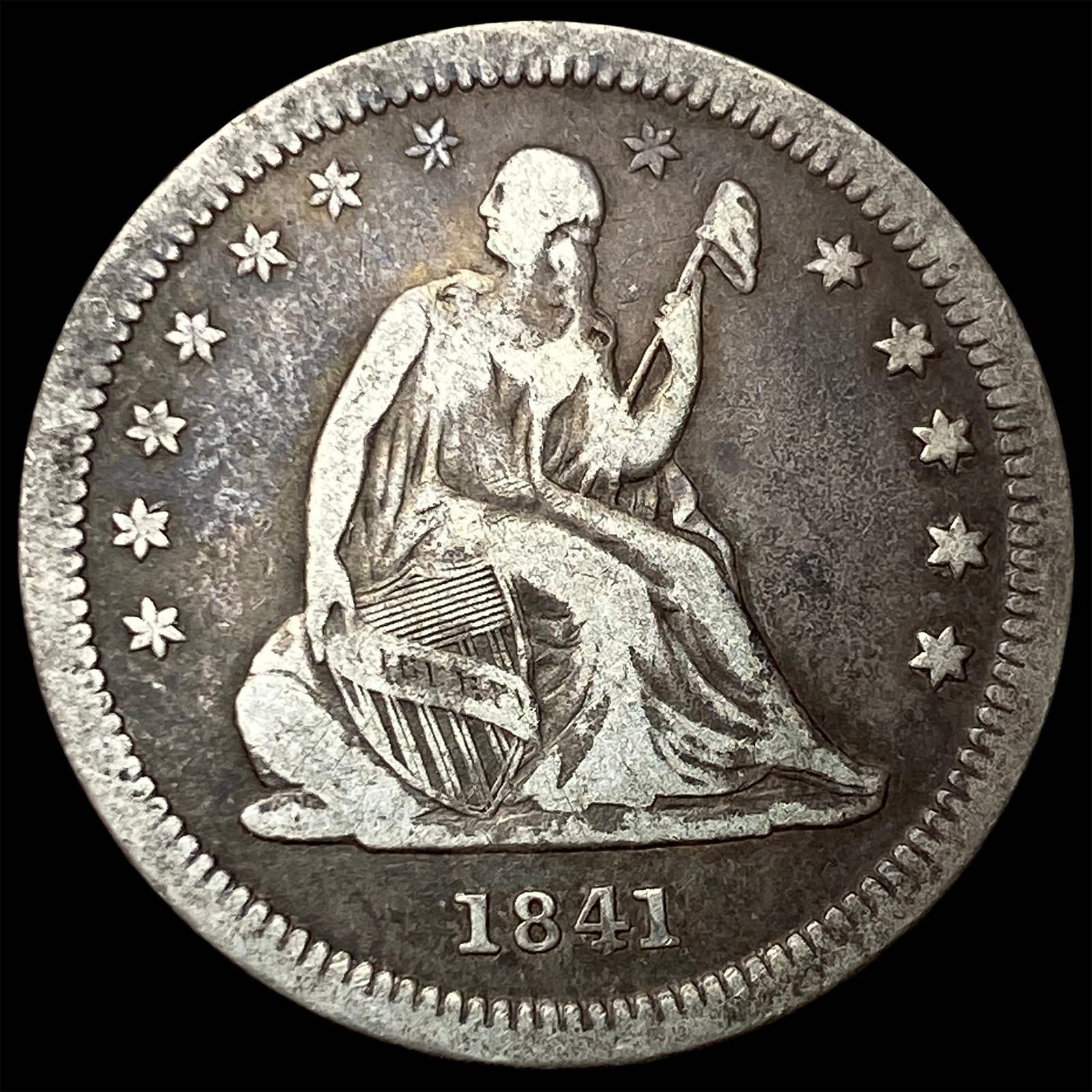 1841-O Silver Seated Liberty Quarter LIGHTLY CIRCULATED: 1841-O Silver Seated Liberty Quarter LIGHTLY CIRCULATED