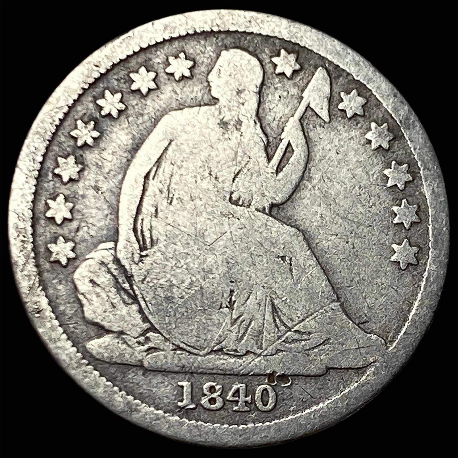 1840-O Silver Seated Liberty Dime NICELY CIRCULATED: 1840-O Silver Seated Liberty Dime NICELY CIRCULATED