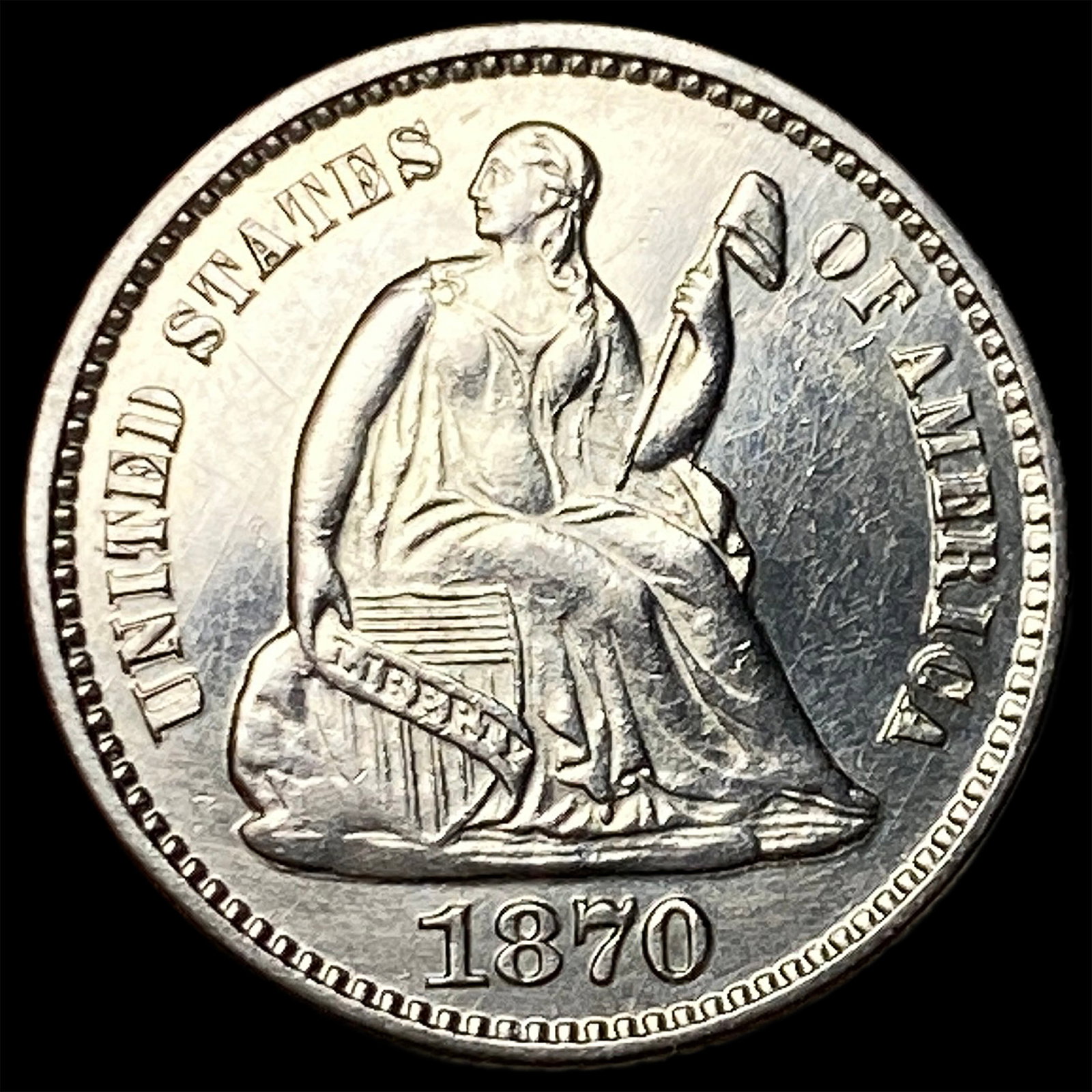 1870 Silver Seated Liberty Half Dime UNCIRCULATED (1 of 2)