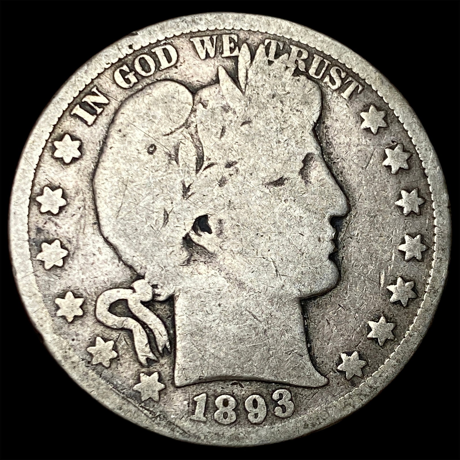 1893-S Silver Barber Half Dollar NICELY CIRCULATED (1 of 2)