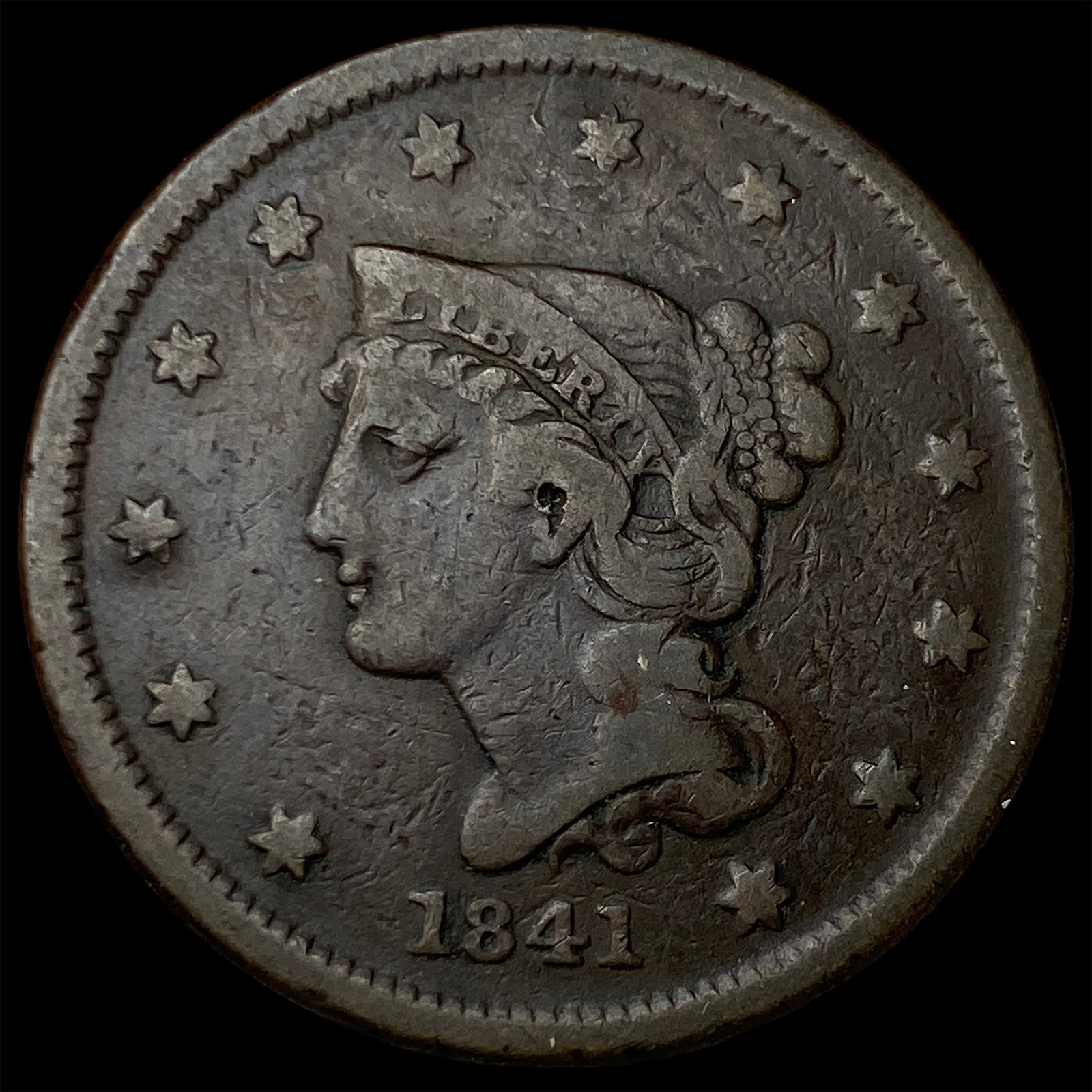 1841 Braided Hair Large Cent LIGHTLY CIRCULATED: 1841 Braided Hair Large Cent LIGHTLY CIRCULATED