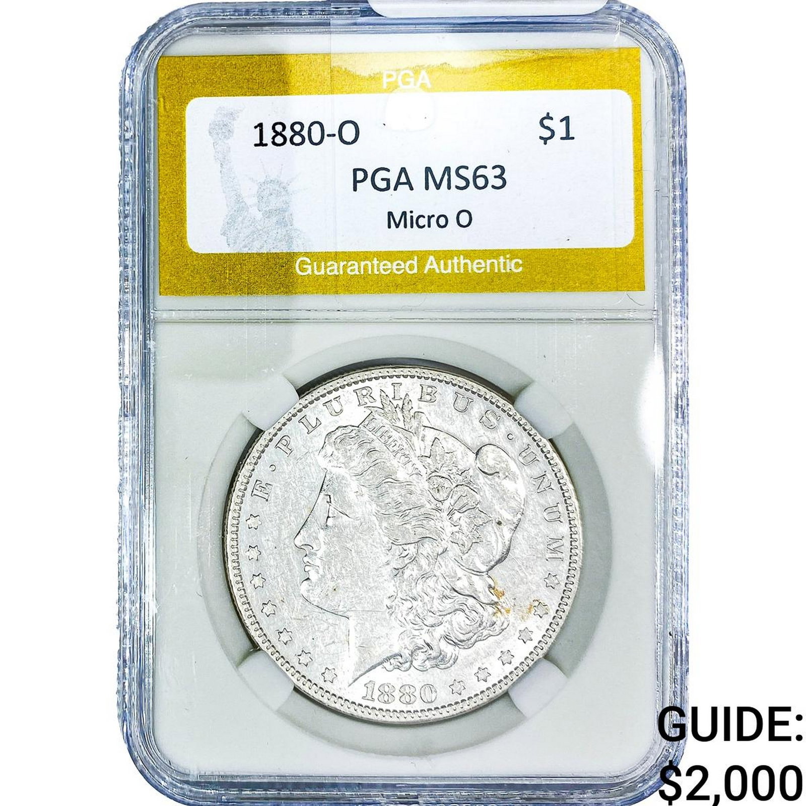 1880-O Morgan Silver Dollar PGA MS63 Micro O: 1880-O Morgan Silver Dollar PGA MS63 Micro O