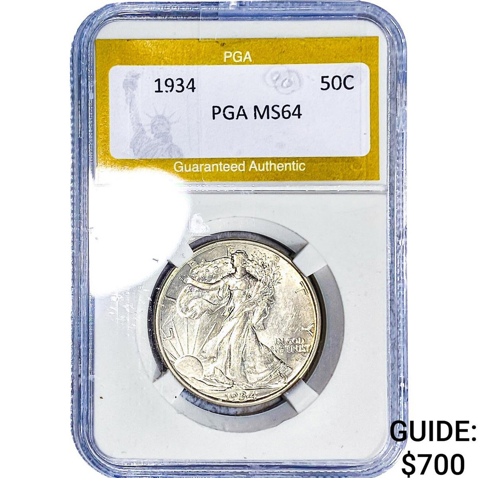 1934 Walking Liberty Half Dollar PGA MS64: 1934 Walking Liberty Half Dollar PGA MS64