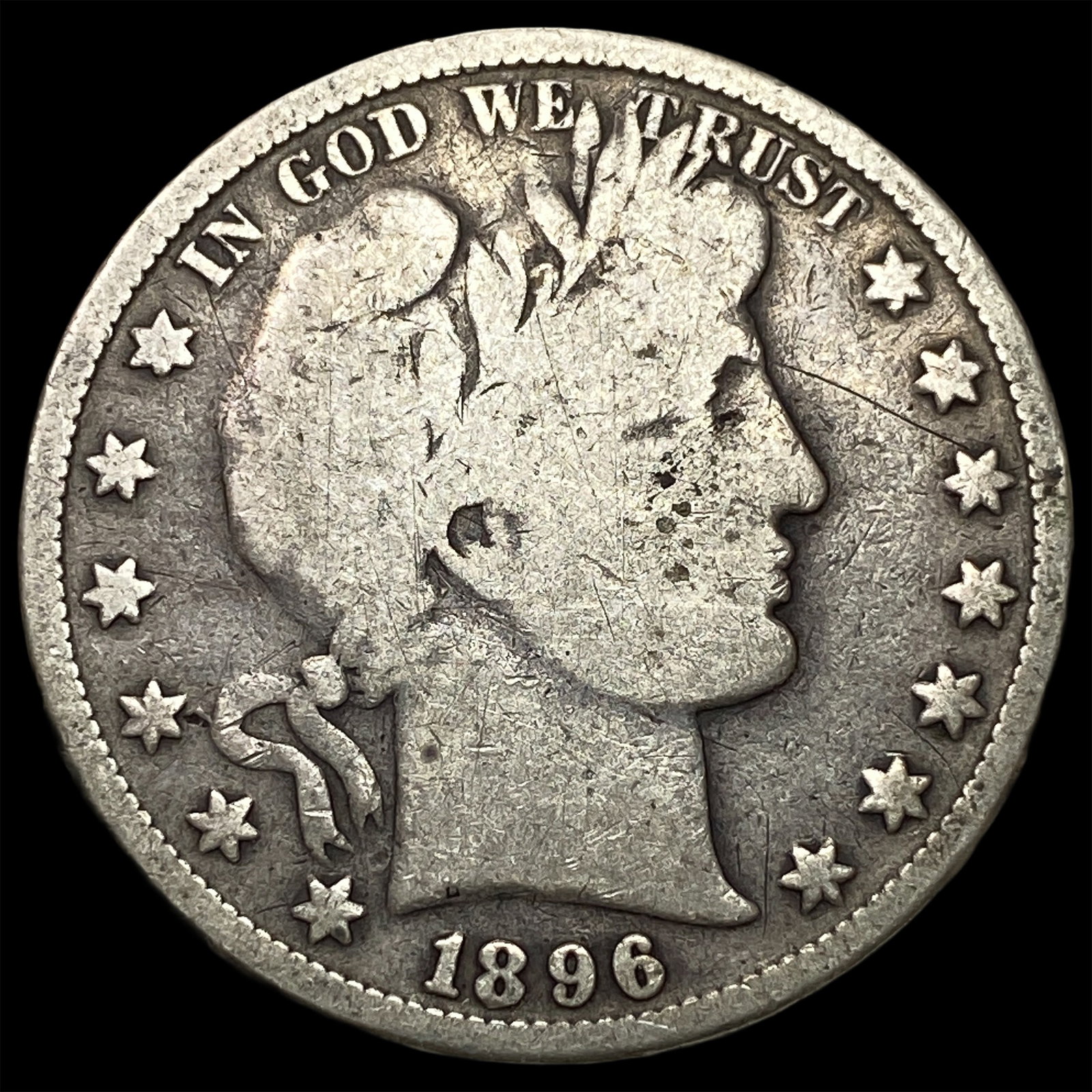 1896 Silver Barber Half Dollar NICELY CIRCULATED: 1896 Silver Barber Half Dollar NICELY CIRCULATED