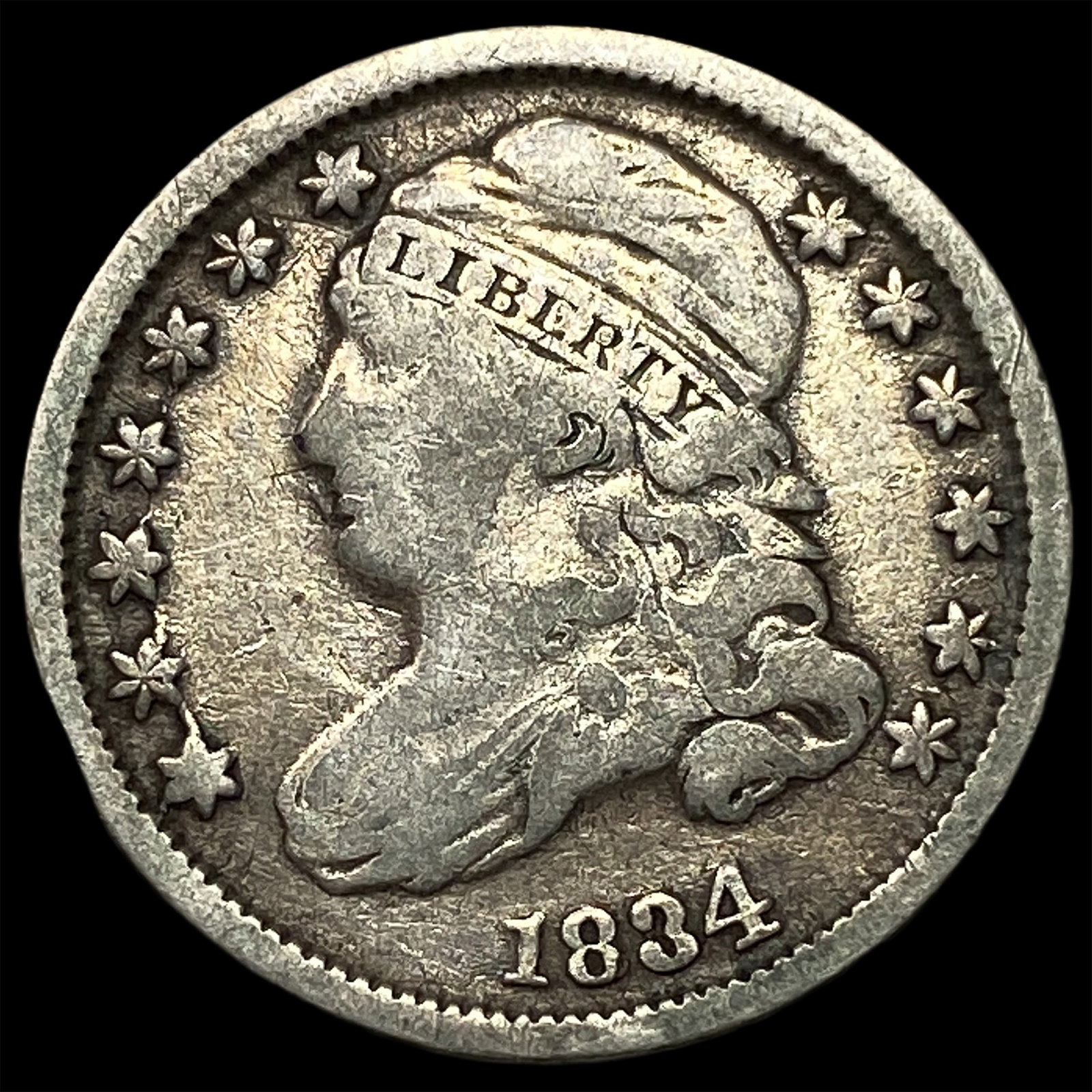 1834 Capped Bust Dime ABOUT UNCIRCULATED: 1834 Capped Bust Dime ABOUT UNCIRCULATED