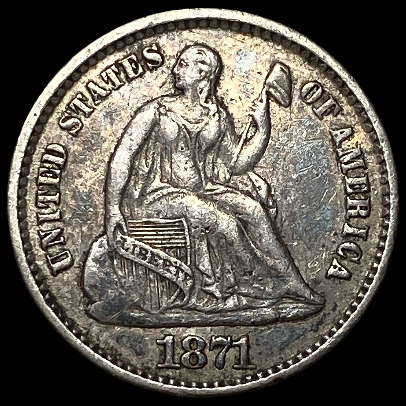 1871 Silver Half Dime NEARLY UNCIRCULATED: 1871 Silver Half Dime NEARLY UNCIRCULATED