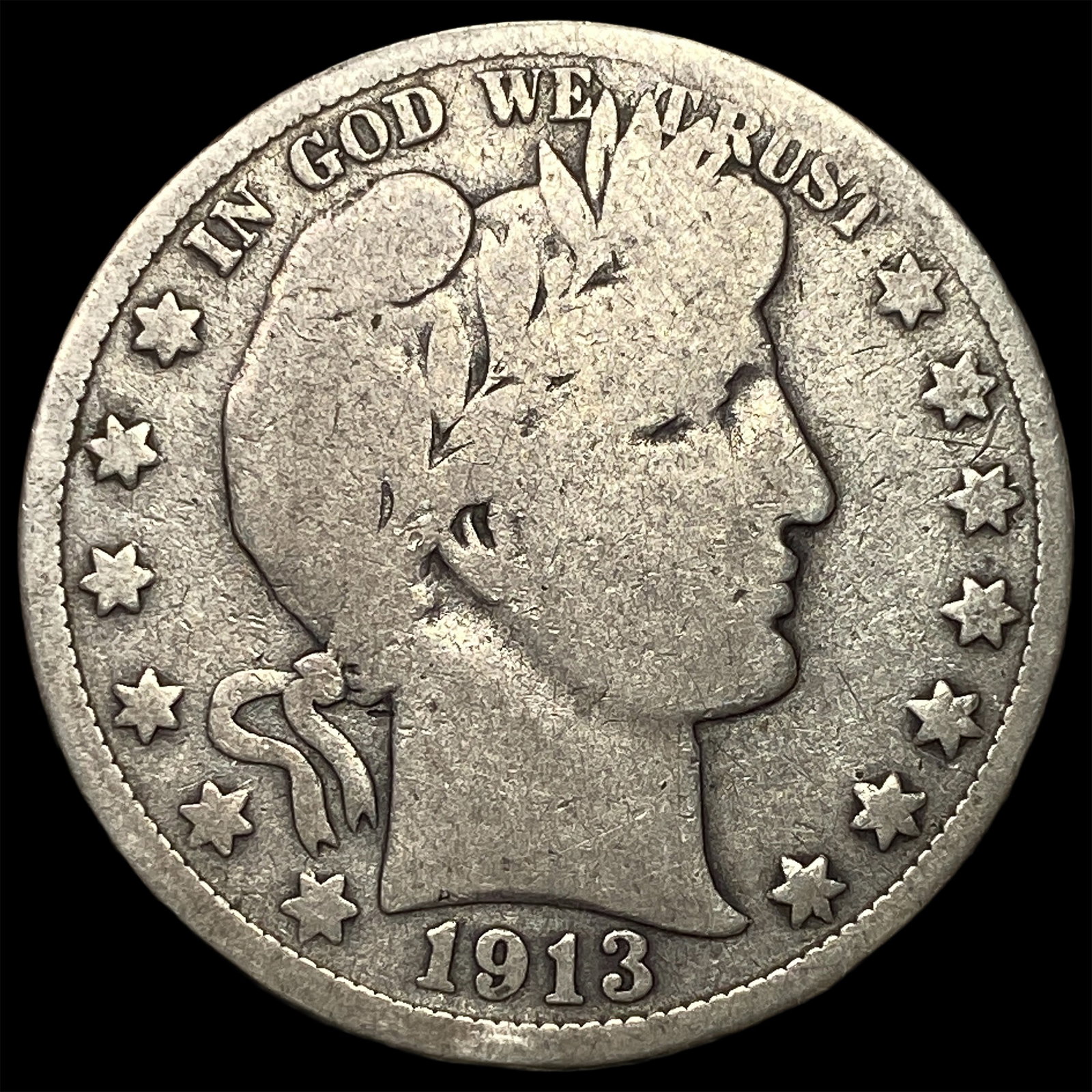1913-S Silver Barber Half Dollar NICELY CIRCULATED (1 of 2)