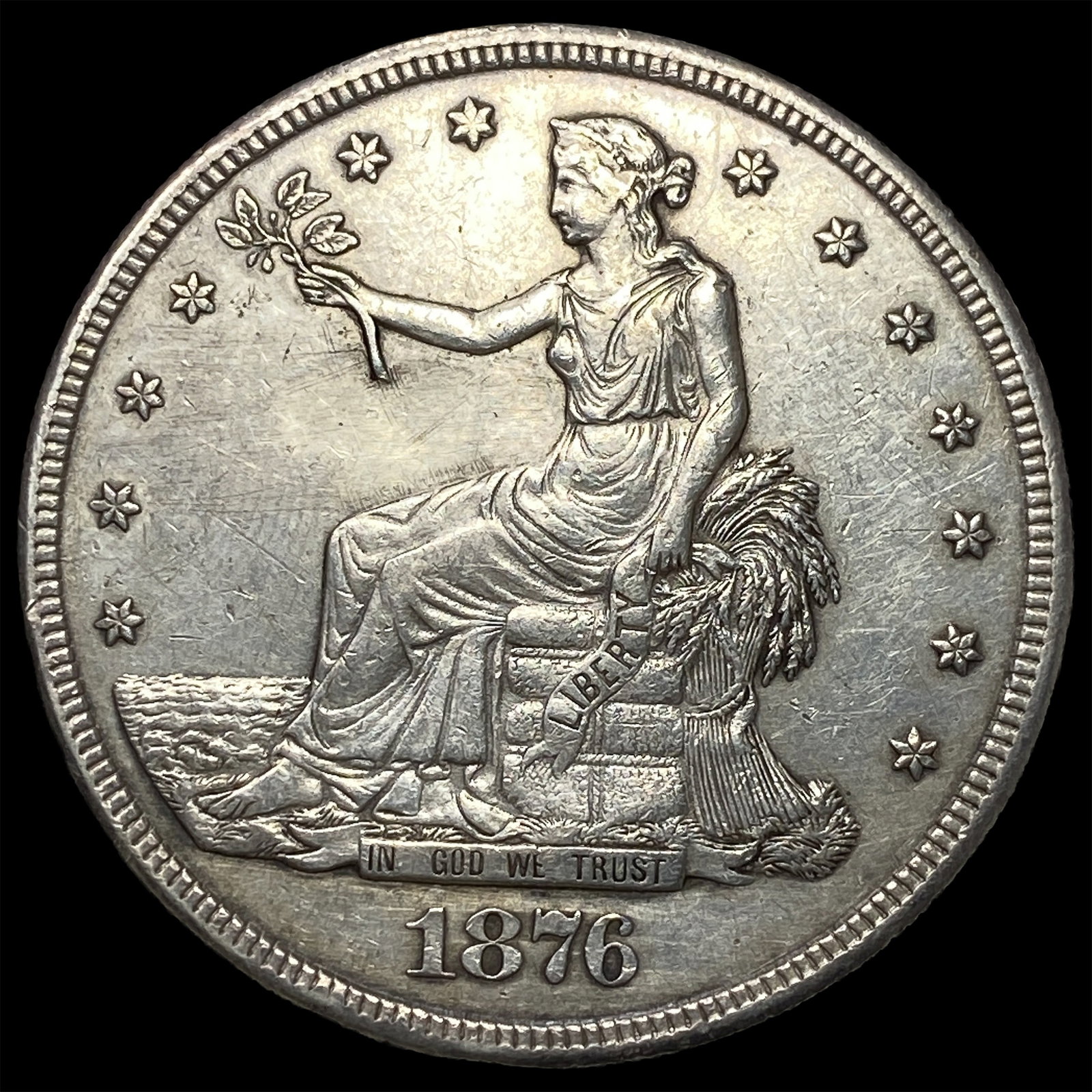 1876 Silver Trade Dollar NEARLY UNCIRCULATED: 1876 Silver Trade Dollar NEARLY UNCIRCULATED