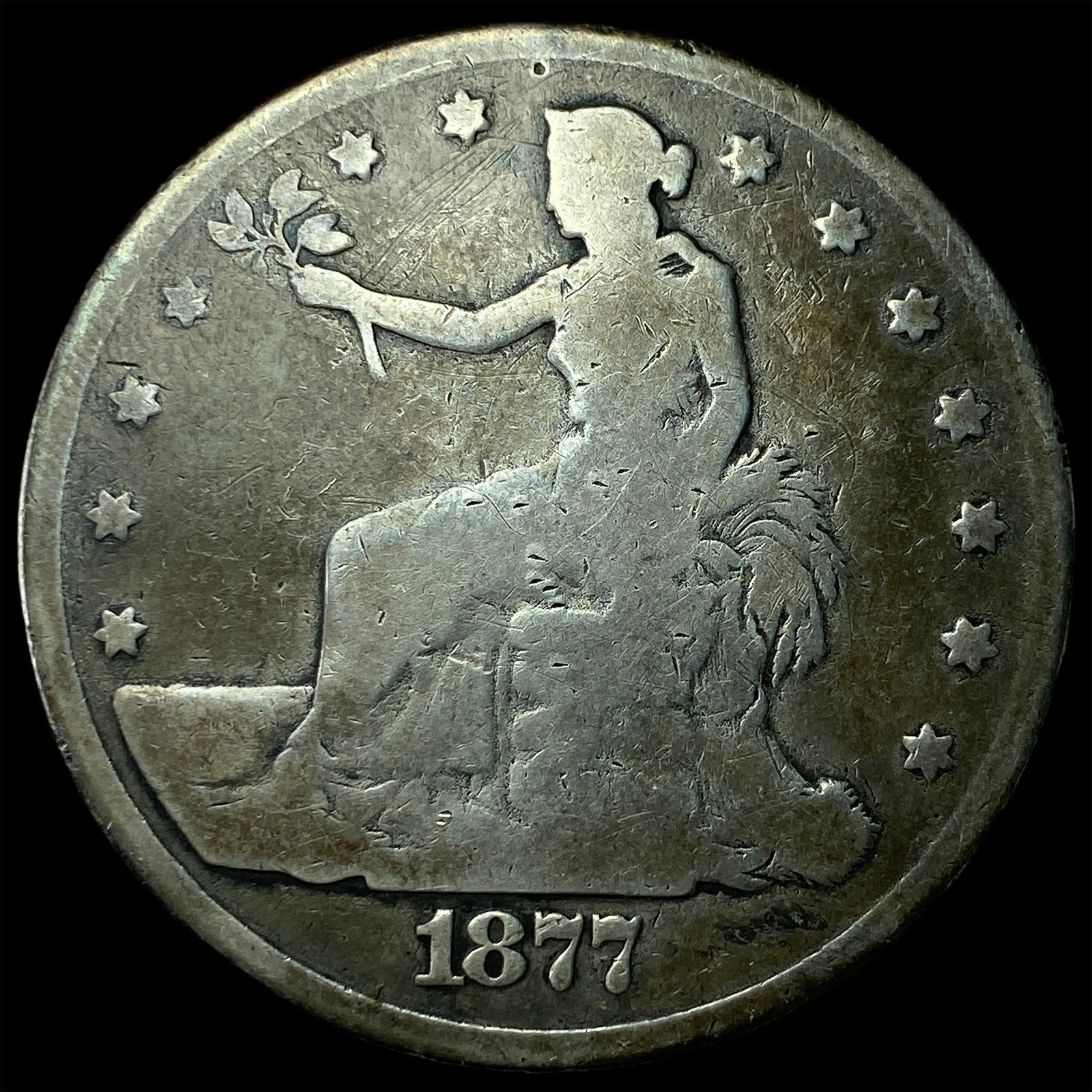 1877-CC Silver Trade Dollar NICELY CIRCULATED: 1877-CC Silver Trade Dollar NICELY CIRCULATED