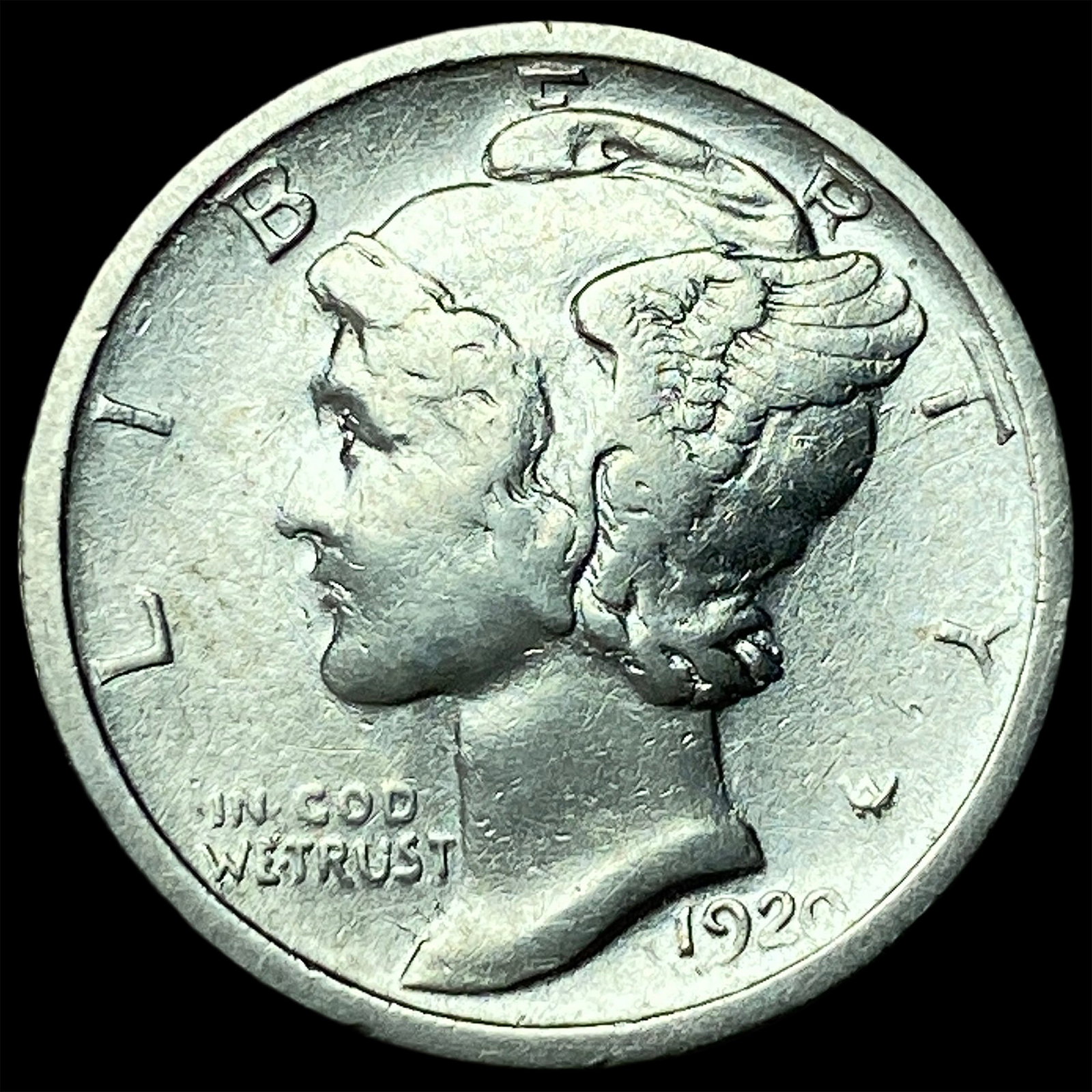1920-S Silver Mercury Dime NEARLY UNCIRCULATED: 1920-S Silver Mercury Dime NEARLY UNCIRCULATED