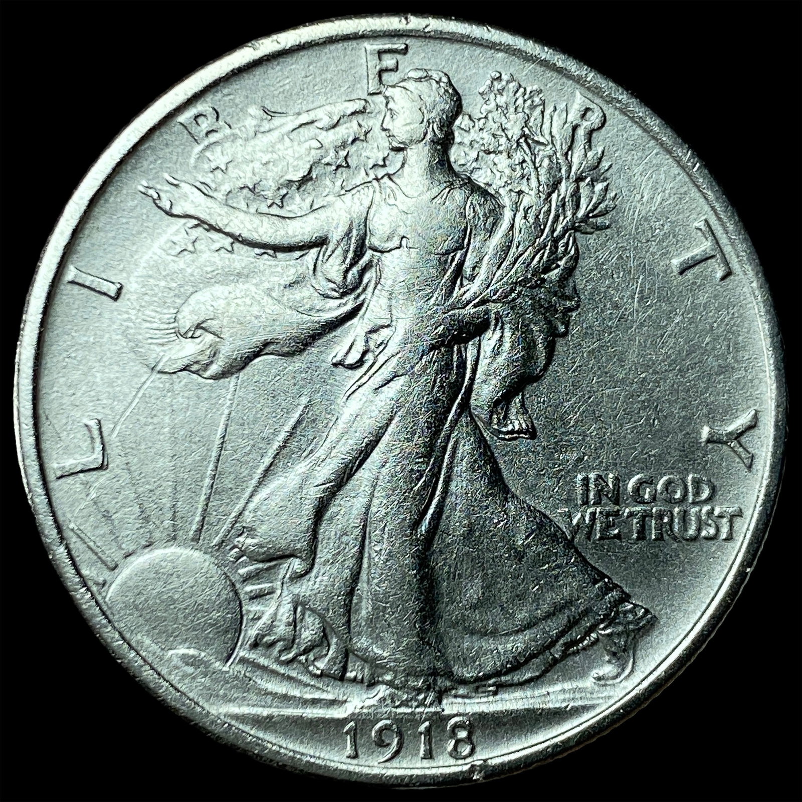 1918 Walking Liberty Half Dollar CLOSELY UNCIRCULATED: 1918 Walking Liberty Half Dollar CLOSELY UNCIRCULATED