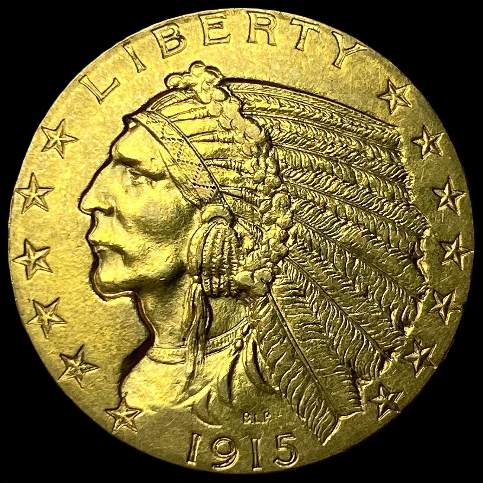 1915 Indian Head Half Eagle $5 Gold CLOSELY UNCIRCULATED: 1915 Indian Head Half Eagle $5 Gold CLOSELY UNCIRCULATED