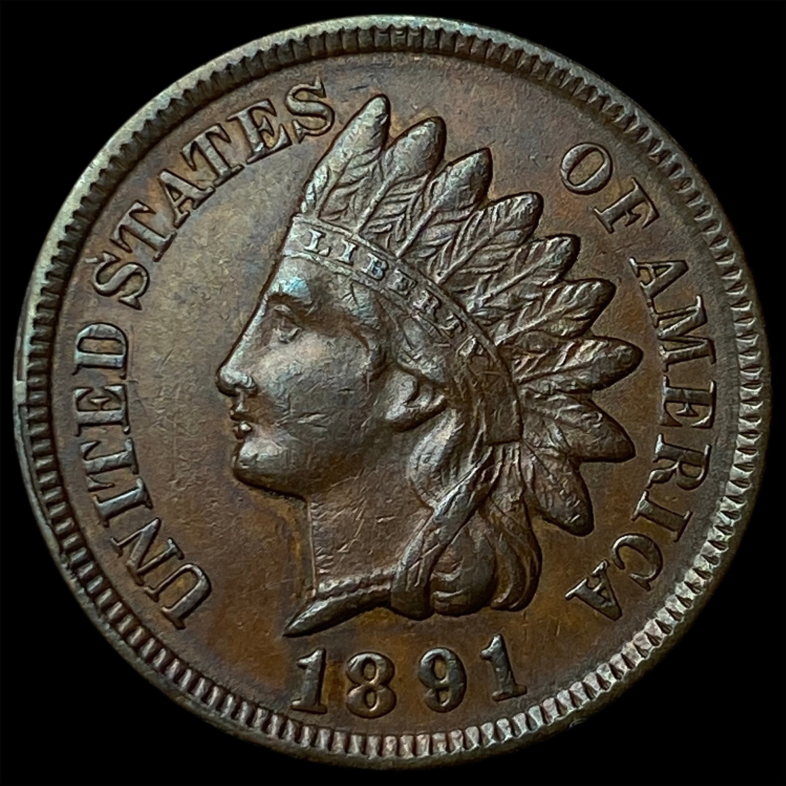 1891 Indian Head Cent CLOSELY UNCIRCULATED: 1891 Indian Head Cent CLOSELY UNCIRCULATED