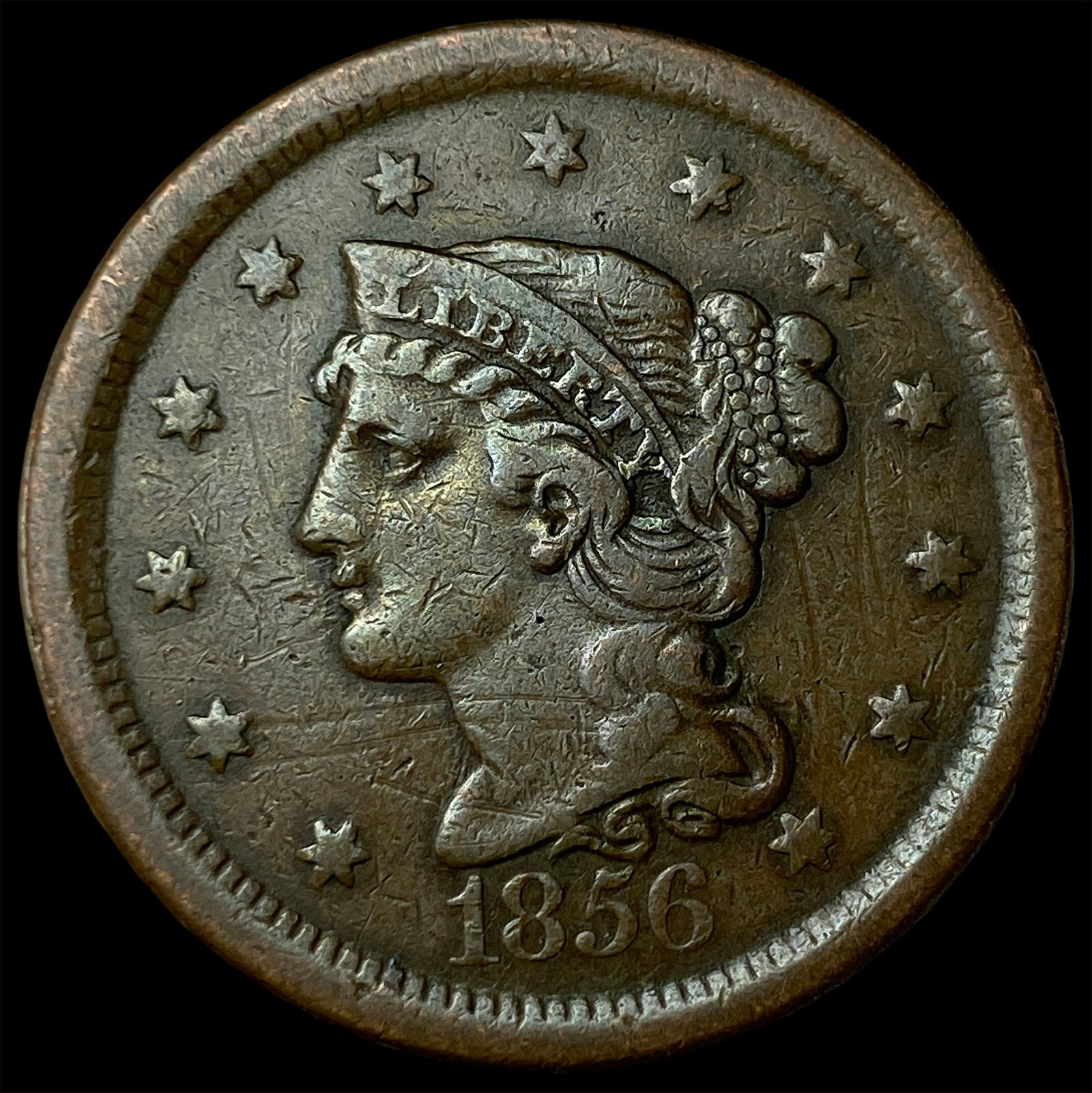 1856 Braided Hair Large Cent NEARLY UNCIRCULATED: 1856 Braided Hair Large Cent NEARLY UNCIRCULATED