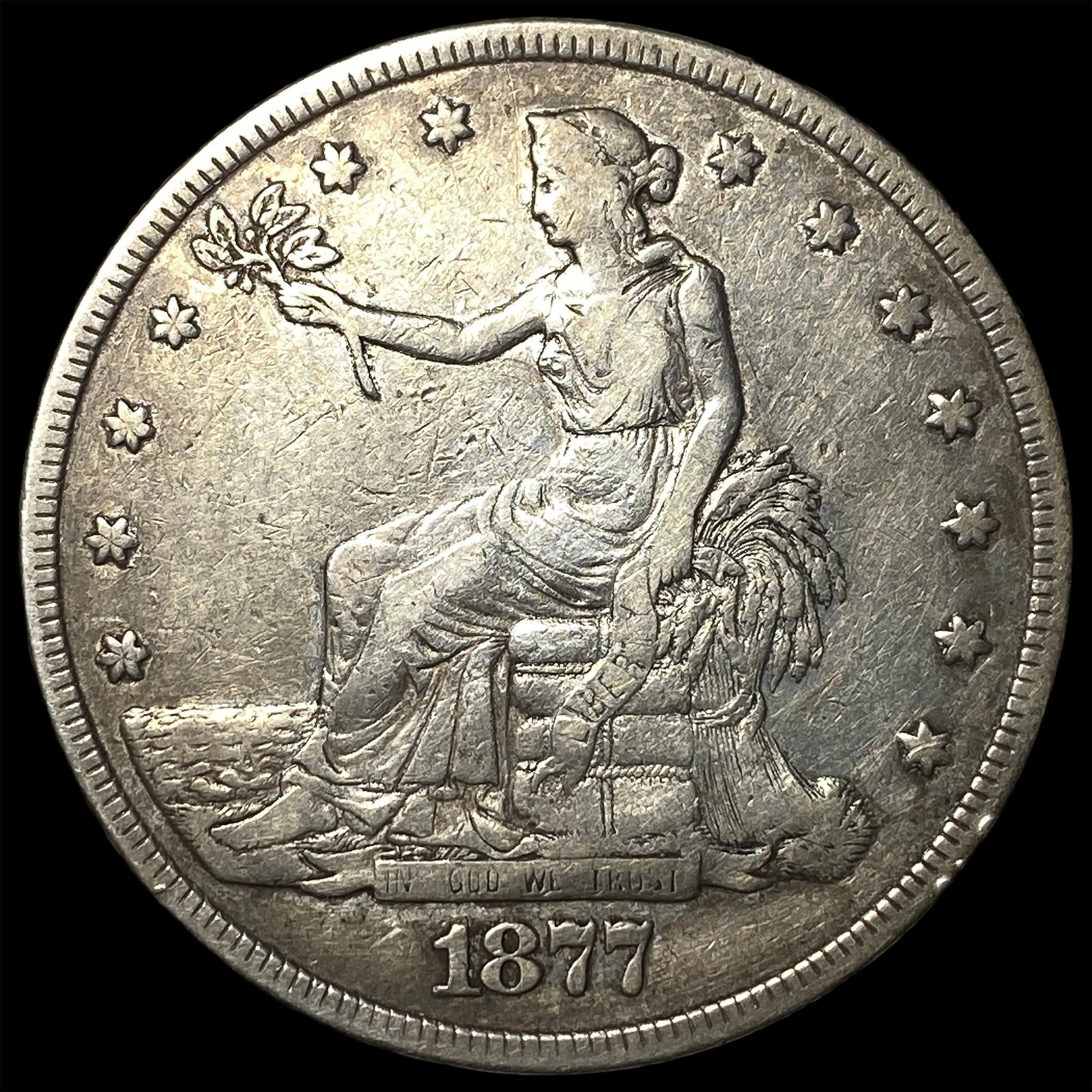 1877 Silver Trade Dollar NEARLY UNCIRCULATED (1 of 2)
