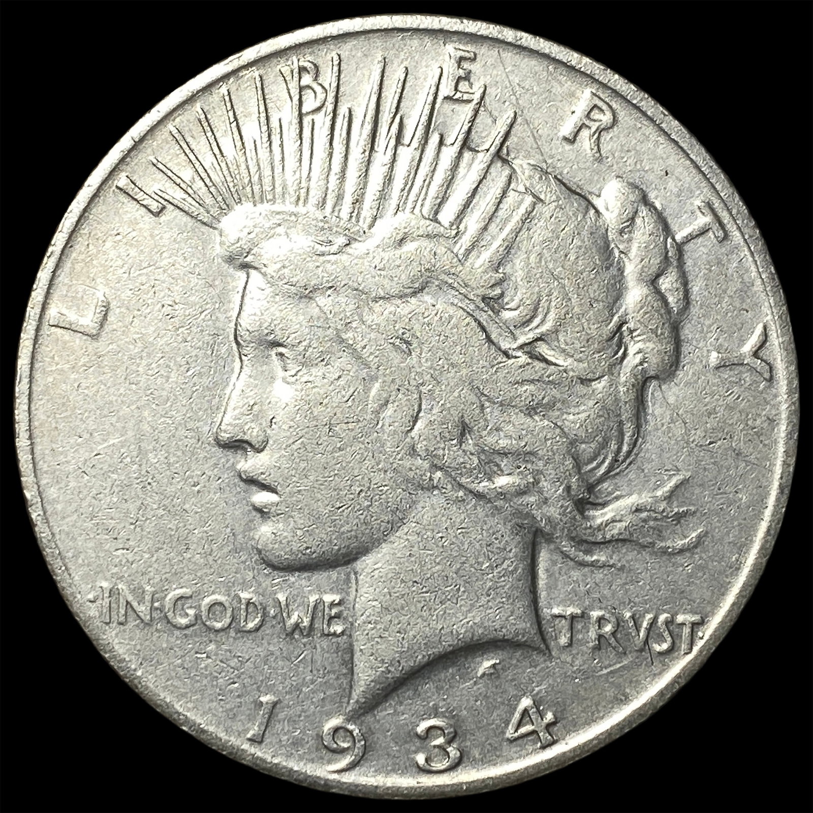 1934-S Peace Silver Dollar LIGHTLY CIRCULATED: 1934-S Peace Silver Dollar LIGHTLY CIRCULATED